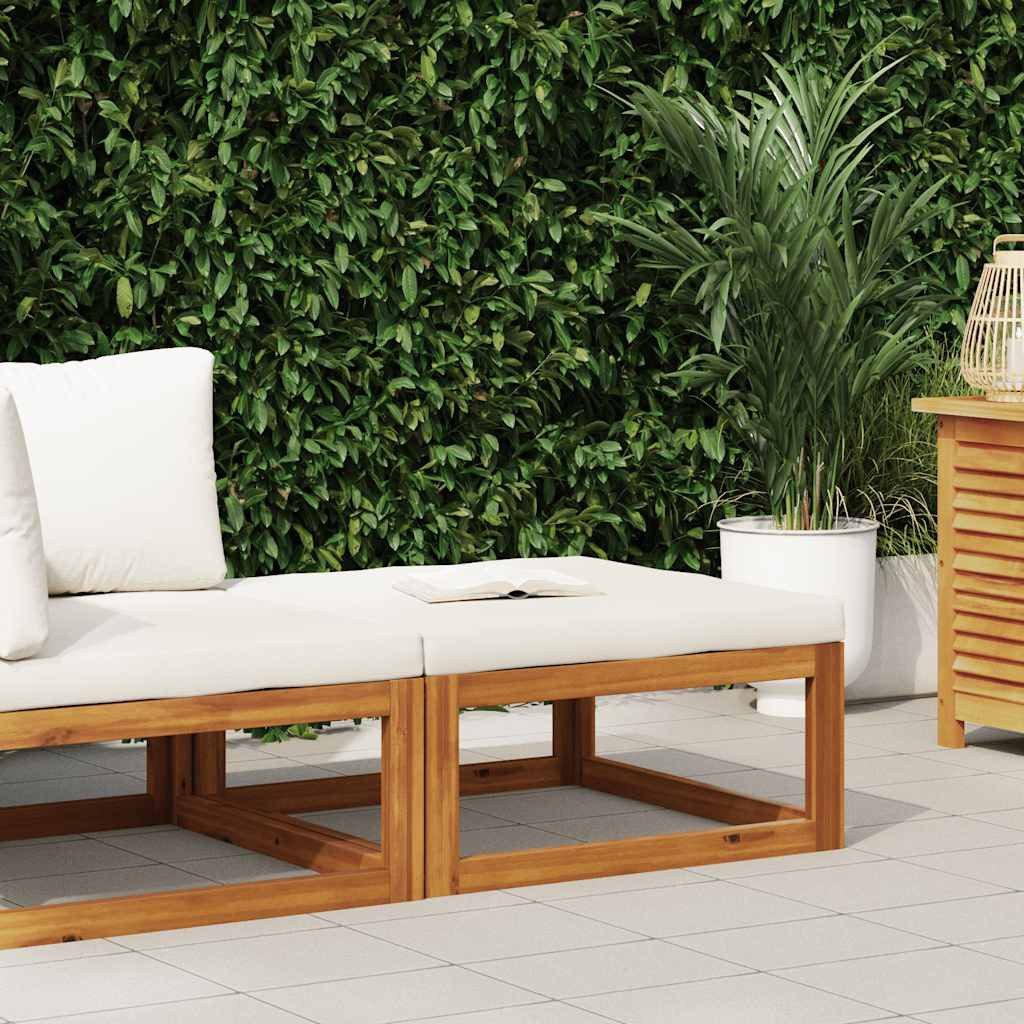 vidaXL Sofaelement Fußhocker mit Cremeweißem Polster Massivholz (1 St)