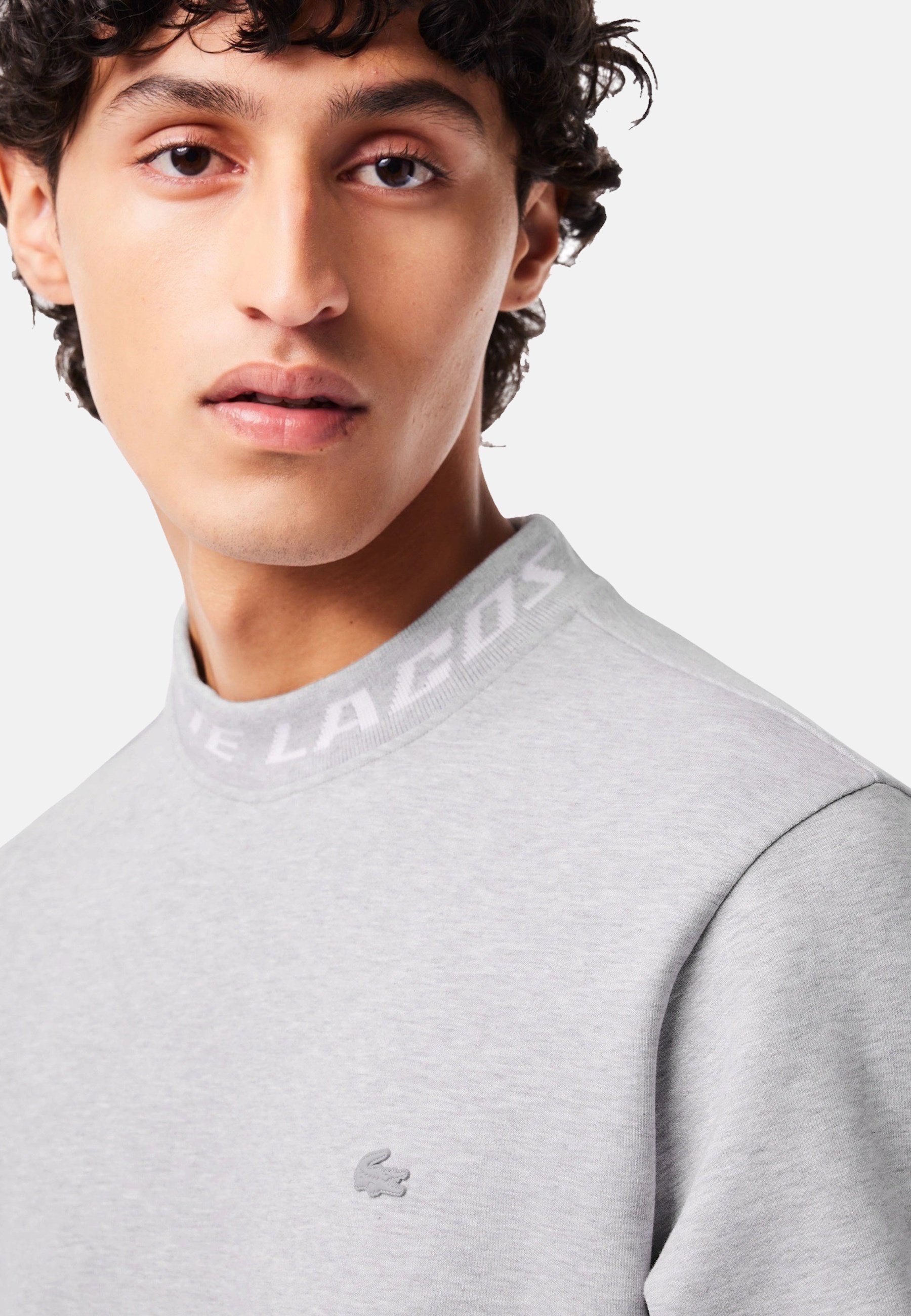 Logo-Kragen Sweatshirt Sweatshirt Pullover mit Lacoste (1-tlg)
