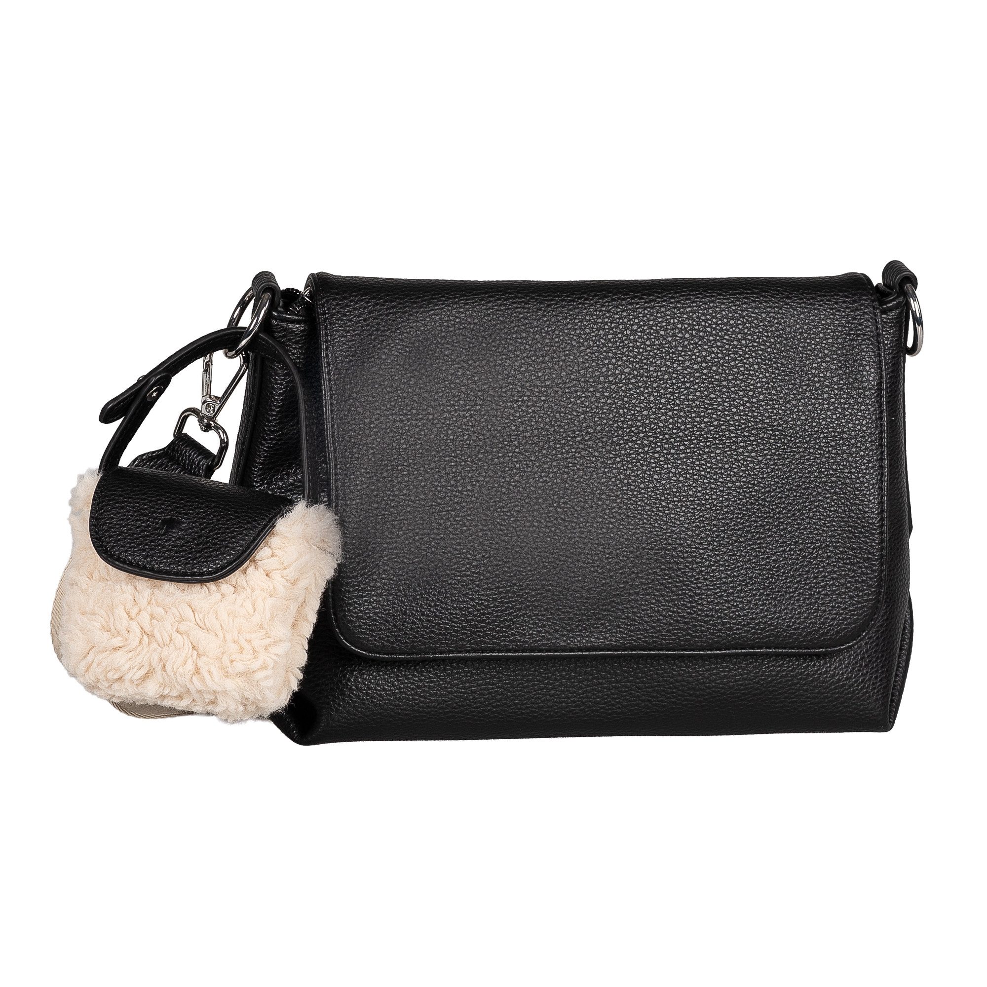 TOM TAILOR Umhängetasche Fania (Set, Süßer Fellanhänger), Damen Schultertasche mit Fellimitat-Anhänger