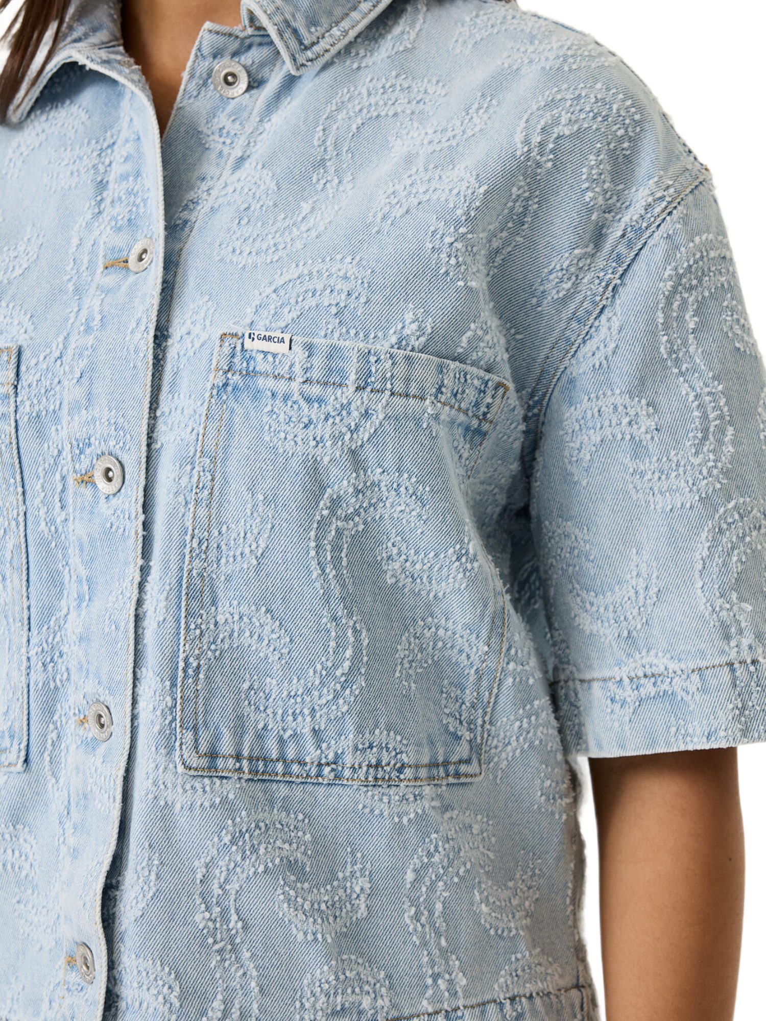 Garcia Kurzjacke blau,Casual,Baumwolle,Unifarben,Button Down,Kurz,Relaxed Fit