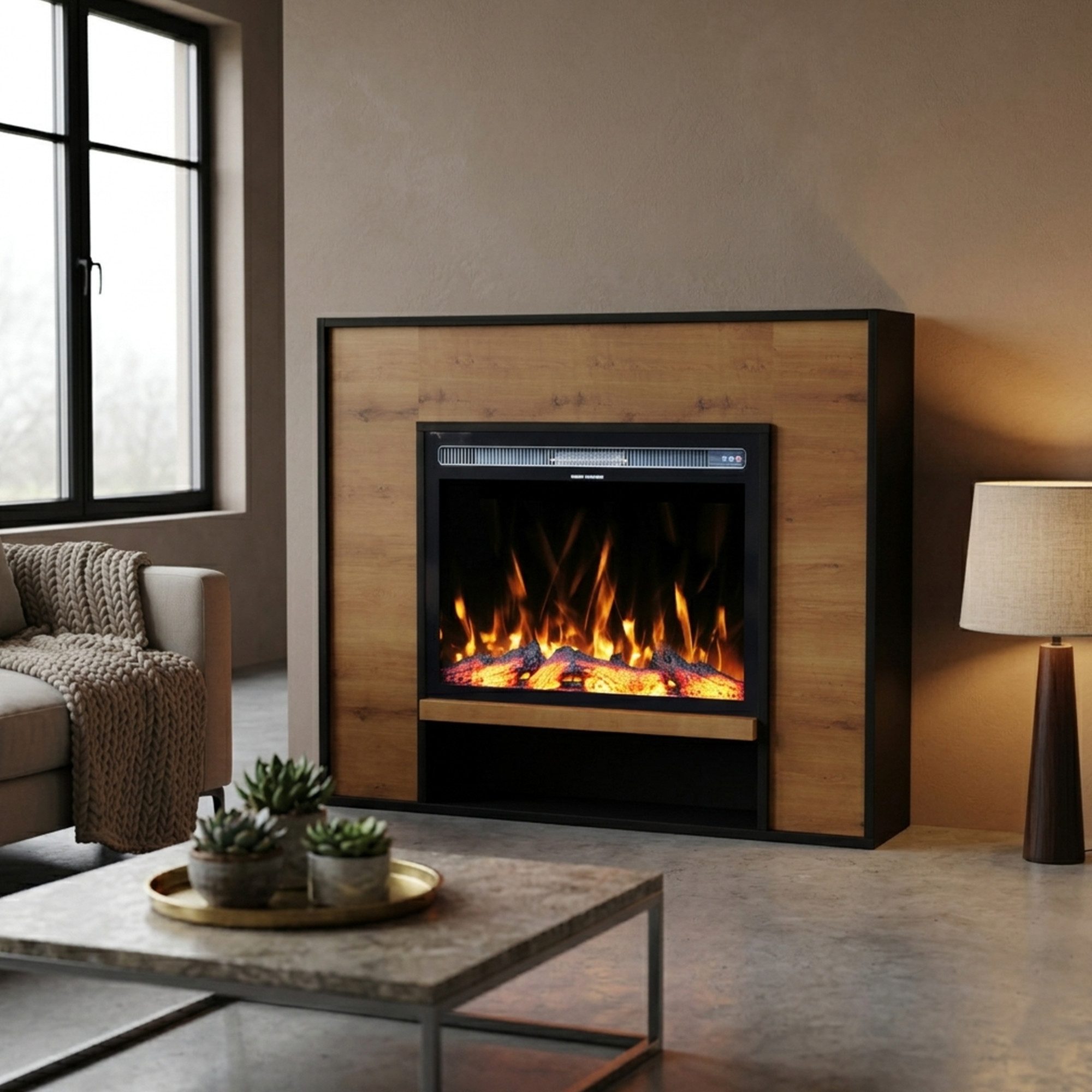 GARLIVO Elektrokamin Garlivo VENEZIA Elektrokamin, täuschend echte Flamme mit Heizung und Knistereffekt