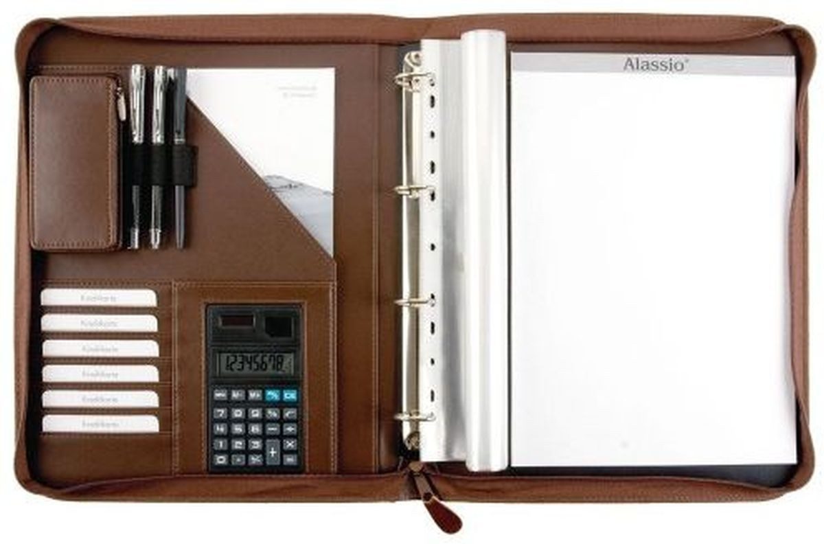 Schreibmappe Ringbuchmappe Viterbo A4 FineTouch Lederimitat braun