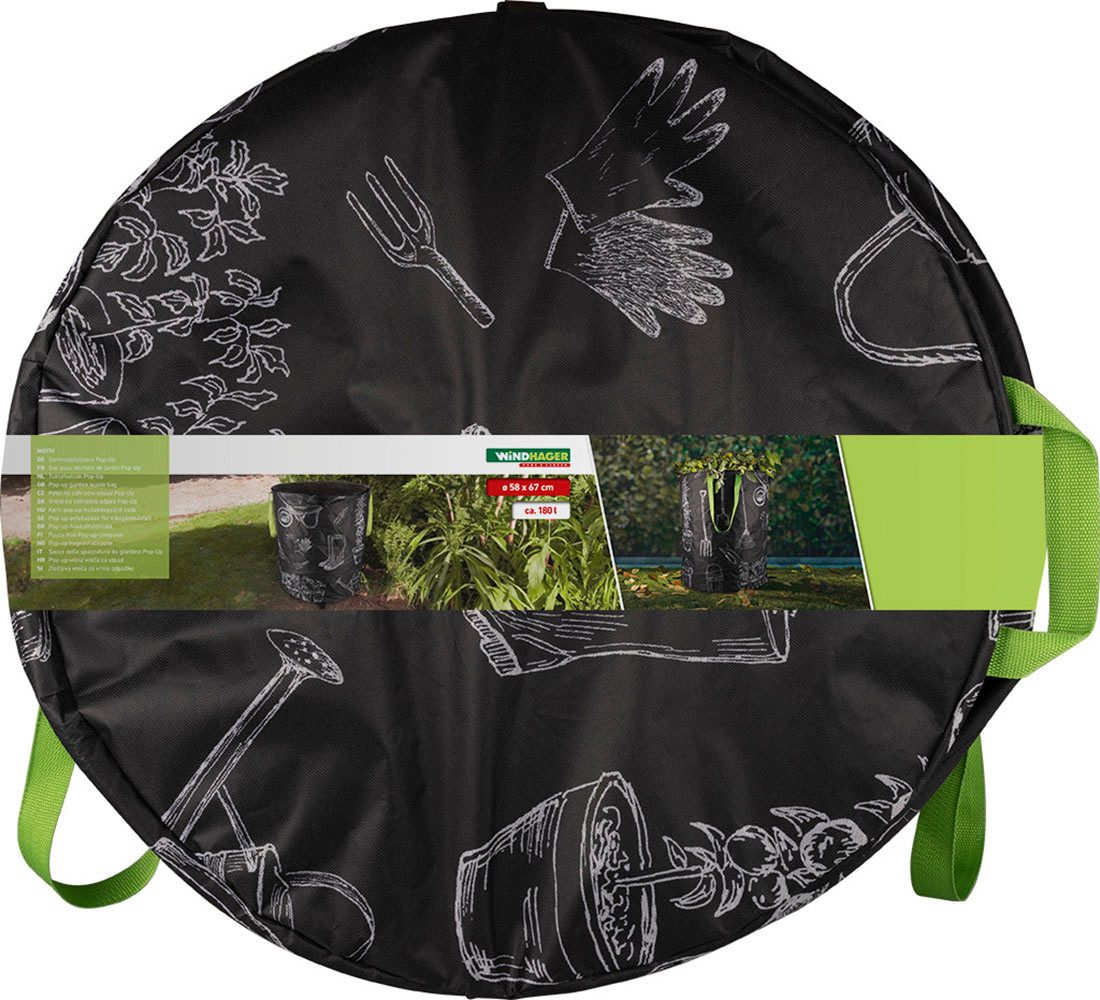 Windhager Gartensack Pop-up Bag mit Motiv aus hochwertigem Oxford 600D Gewebe, 180 l, (1-tlg), selbststehender Laubsack 180 Liter, Gartenabfallsack wiederverwen – Bild 2 von 5