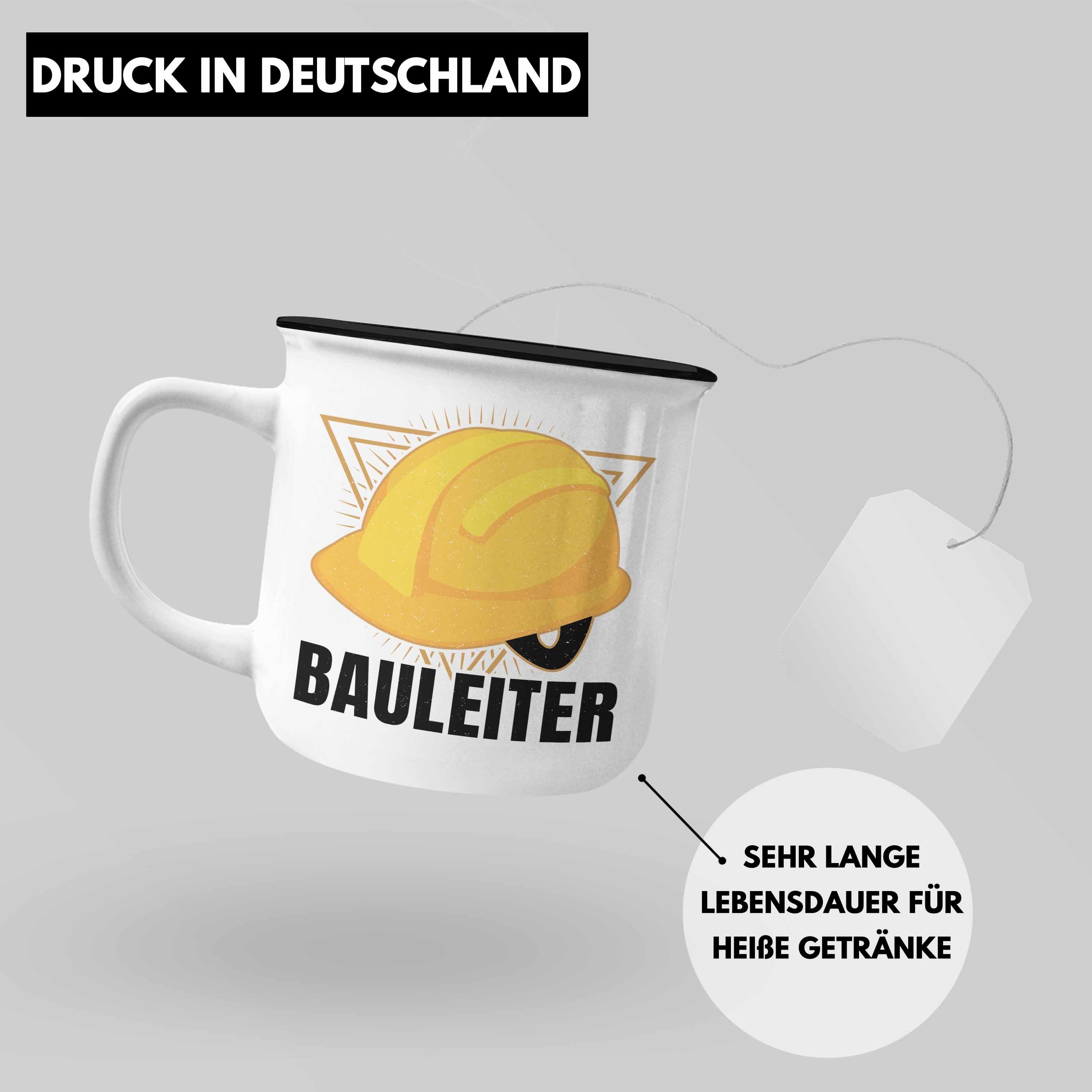 Lustige Emaille Emaille - Tasse Thermotasse Bauleiter Baustelle Geschenk Bauarbeiter Trendation Schwarz Trendation Tasse