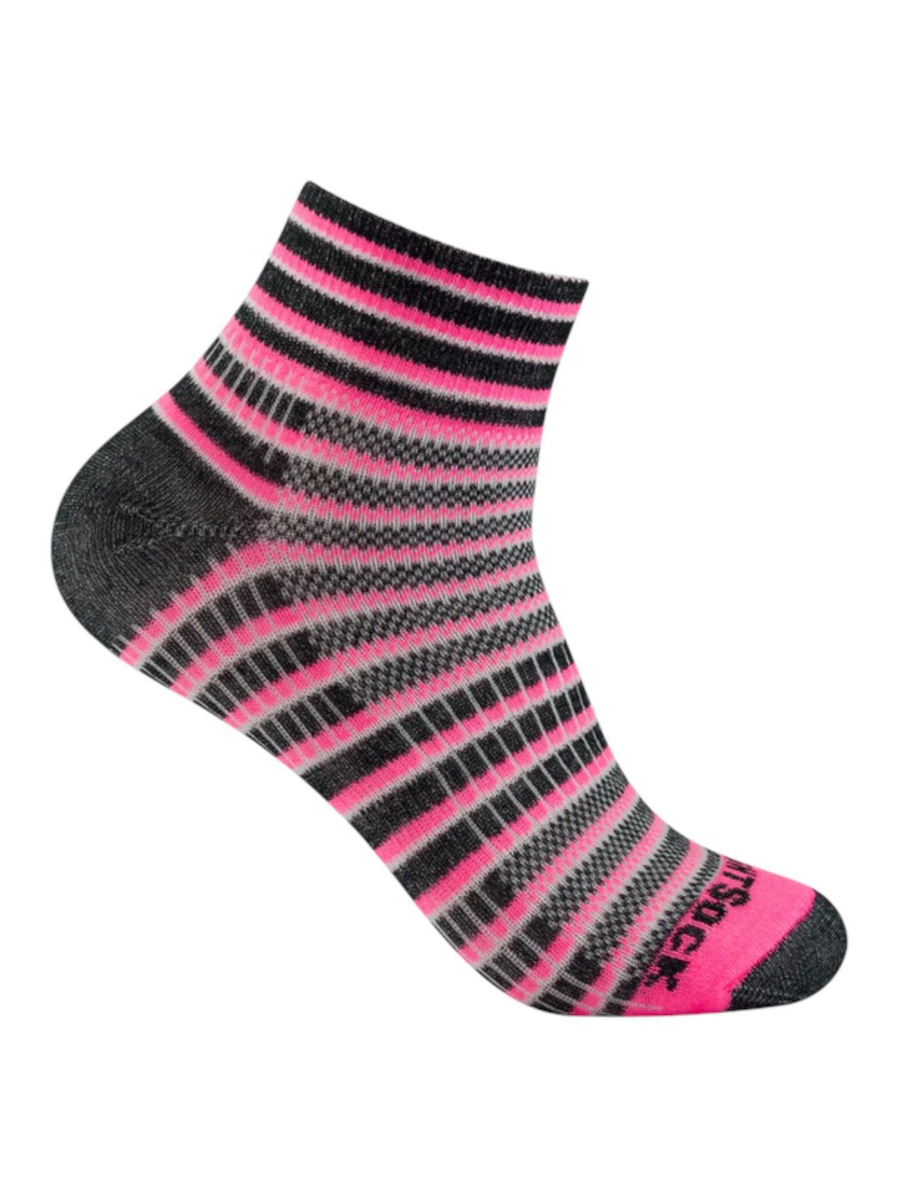 Wrightsock Sportsocken Quarter Coolmesh II (dünn, atmungsaktiv, bequem) pink/schwarz/weiss