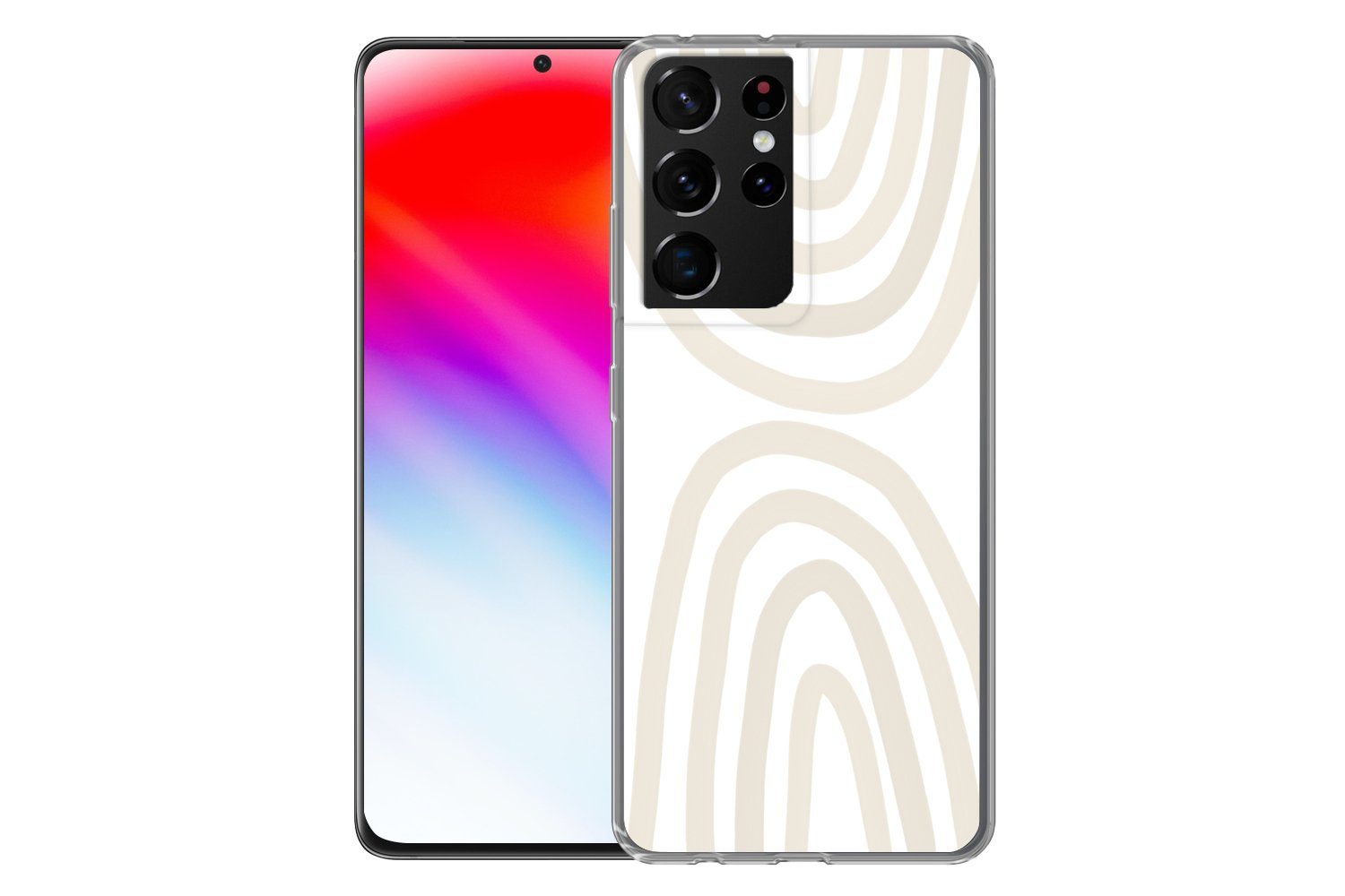 MuchoWow Handyhülle für Samsung Galaxy S21 Ultra Regenbogen - Pastell - Design - Abstrakt, Phone Case, Silikon, Schutzhülle Dünn