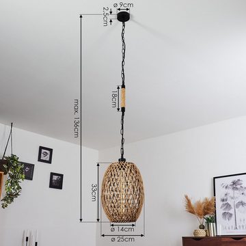 hofstein Hängeleuchte »Cogne« Boho Pendellampe aus Metall in schwarz und Hanfseil, ohne Leuchtmittel, runde Hängelampe, 1xE27, Höhe max. 136cm (verstellbar)