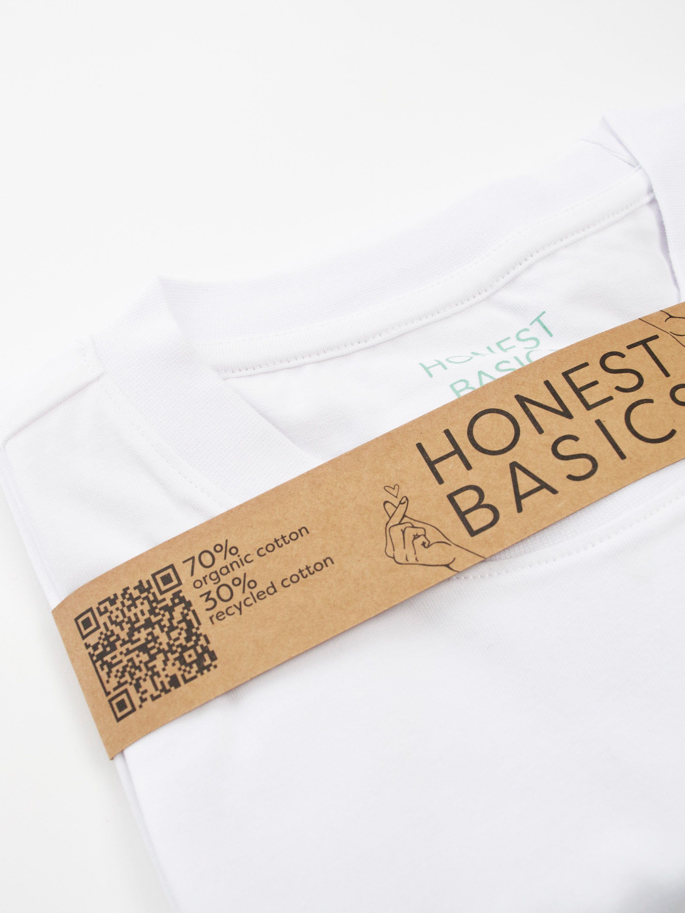 Rundhalsshirt GRS aus BASICS OG Bio-Baumwolle OCS zertifizierter Shirt weiß und HONEST