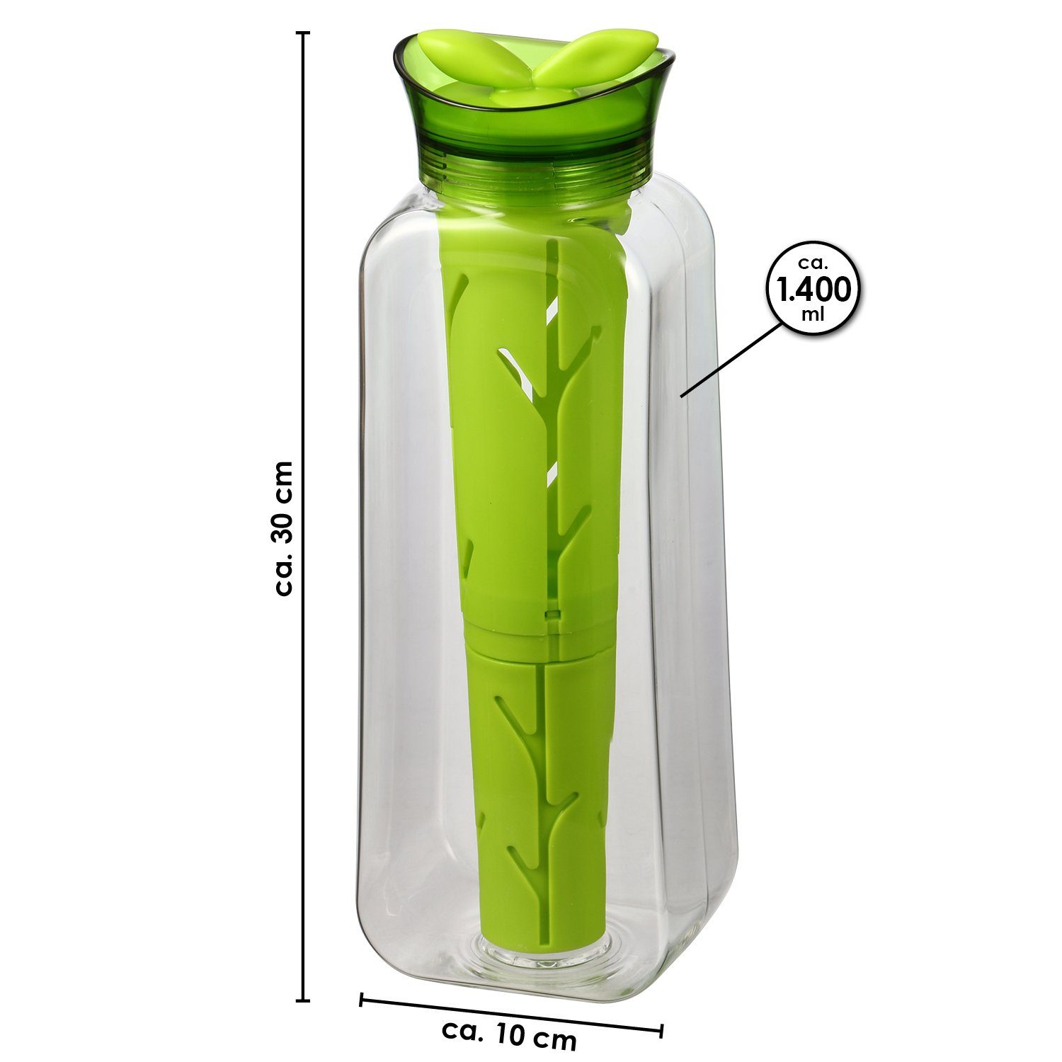 bremermann Trinkflasche bremermann Getränkeflasche mit Infuserstab Liter 1,4 Karaffe, Kühleinheit, und