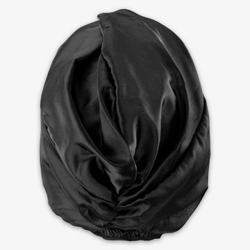 Navaris Haartrockenhaube Satin Schlafmütze für Damen - Haar Turban in Schwarz