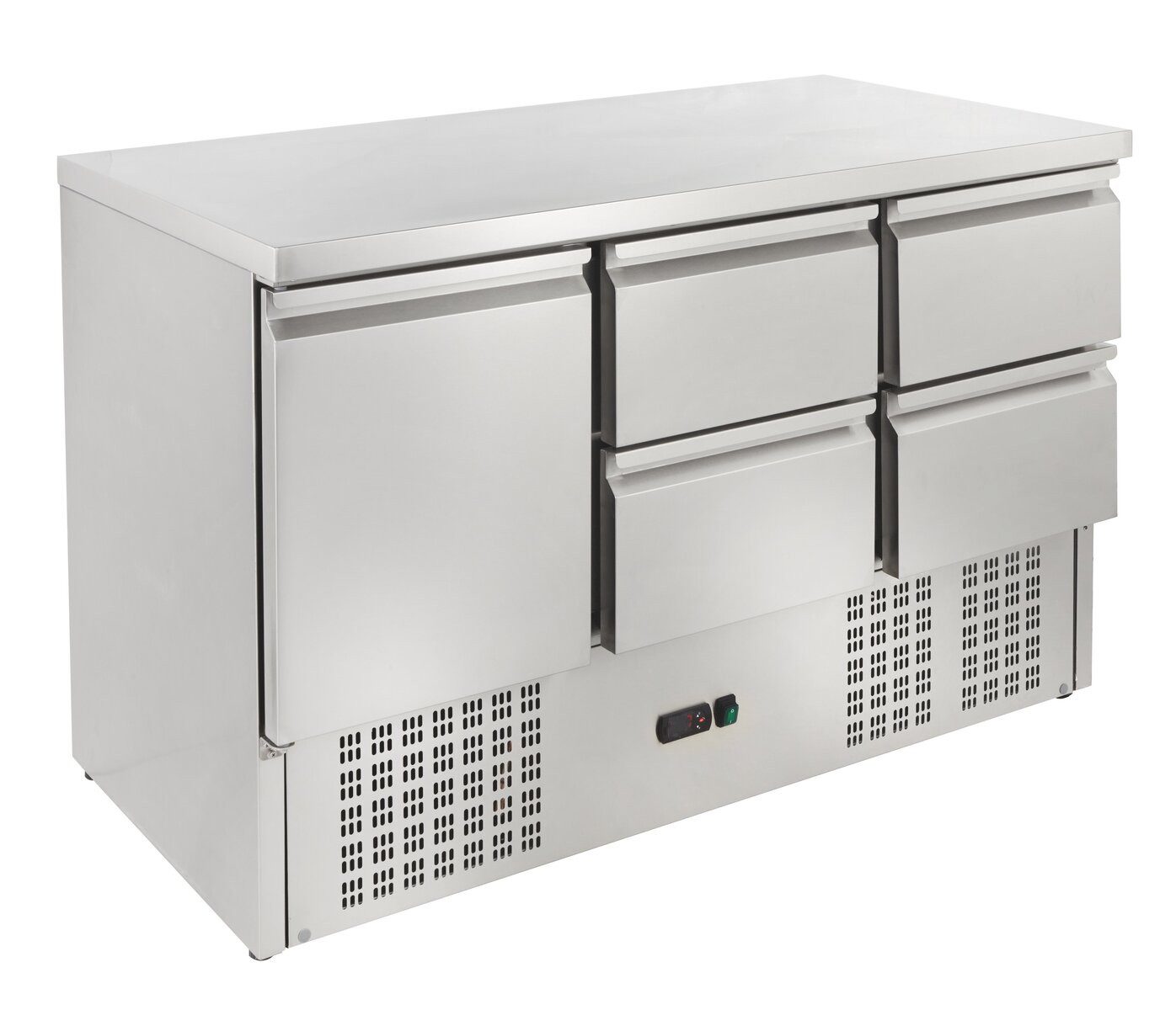 GastroHero Dönergrill Mini Kühltisch Edelstahl GN 1/1 1 Tür 4 Schubladen, 350 W