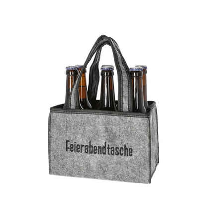HTI-Living Flaschenkorb Flaschentasche mit Spruch "Feierabendtasche", 2 l, Tragetasche Einkaufstasche