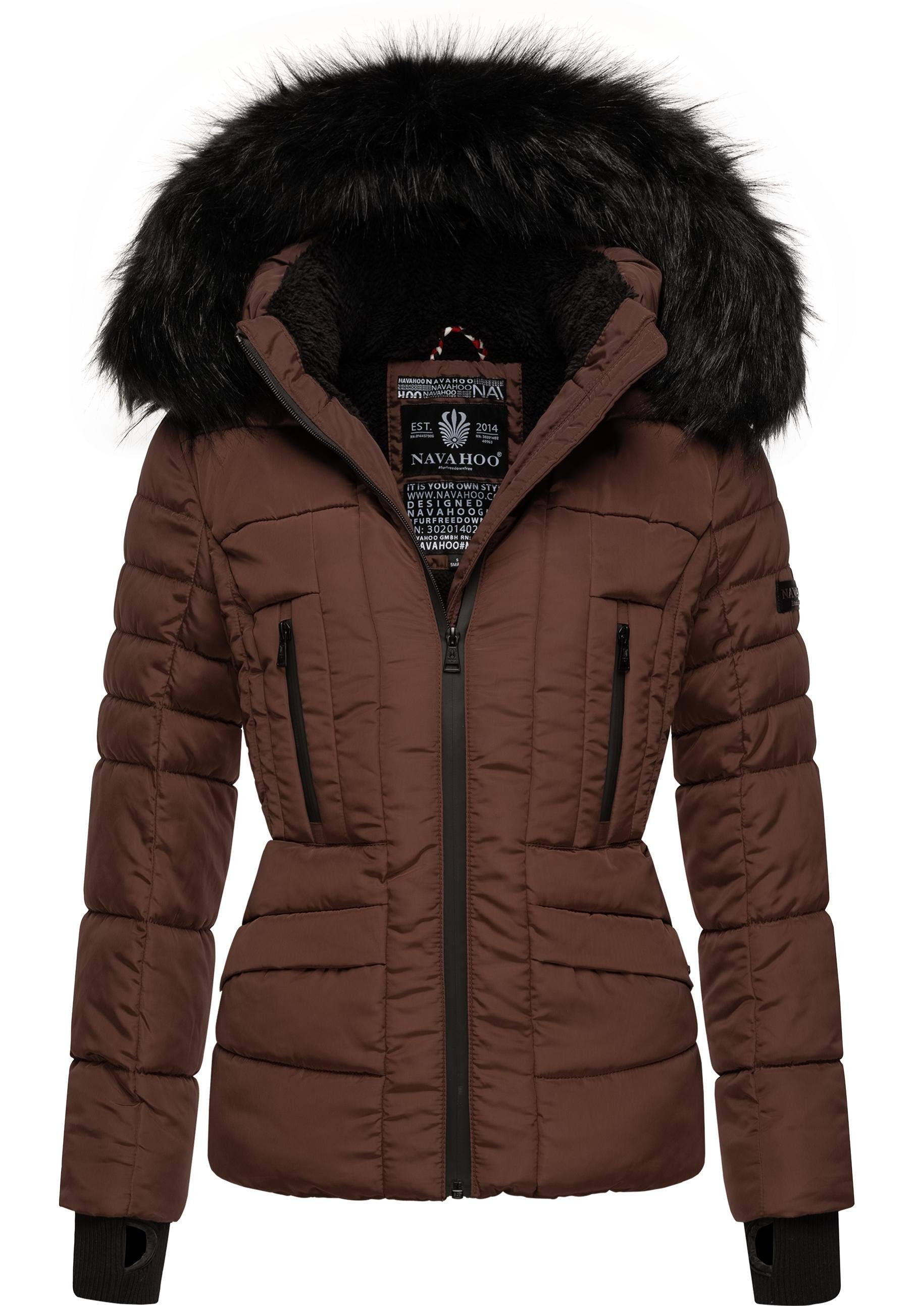 Navahoo Steppjacke Adele hochwertige Winterjacke mit edler Kunstfell- Kapuz günstig online kaufen