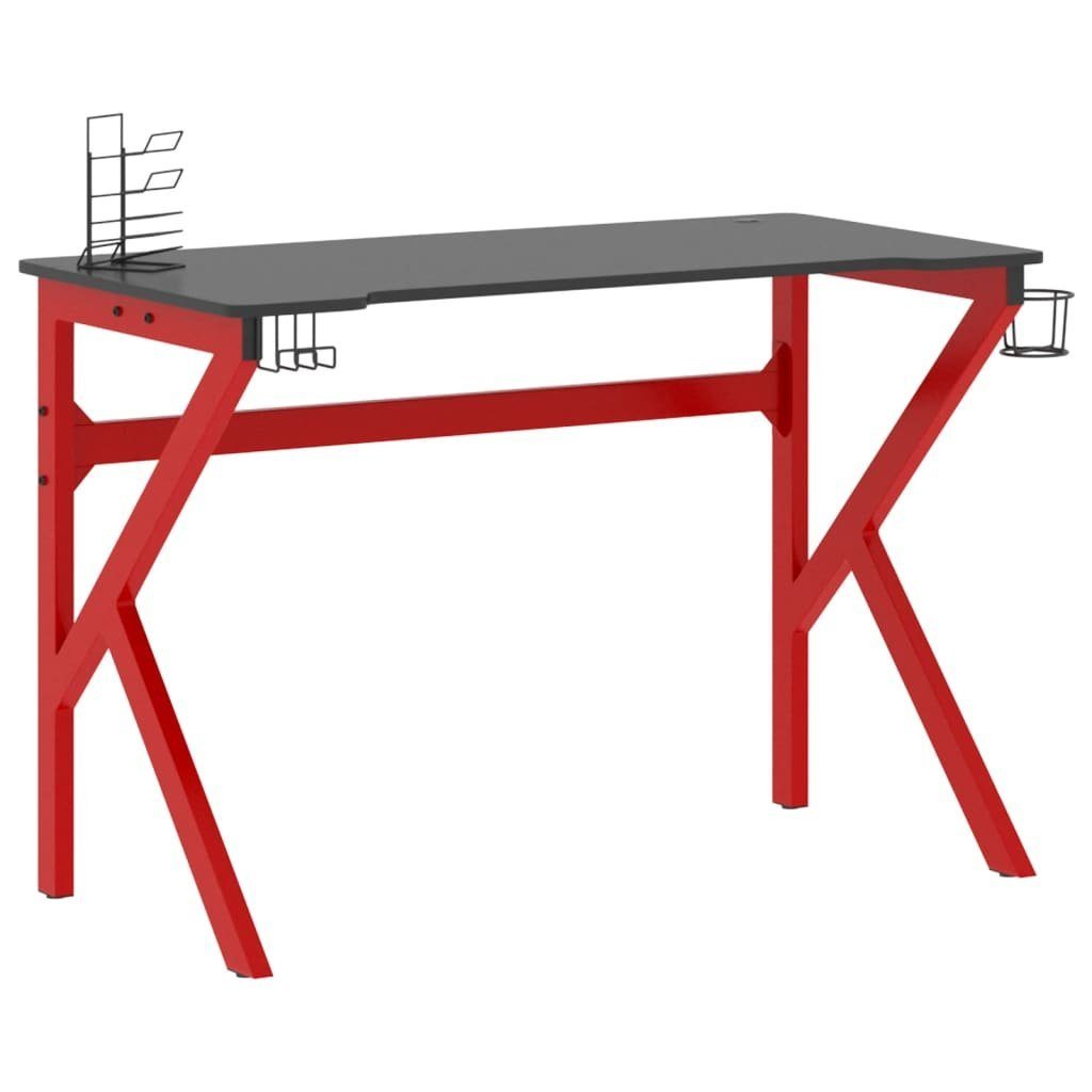vidaXL Schreibtisch Gaming-Schreibtisch mit | und und 110x60x75 K-Gestell und Schwarz rot rot Schwarz Rot Schwarz cm