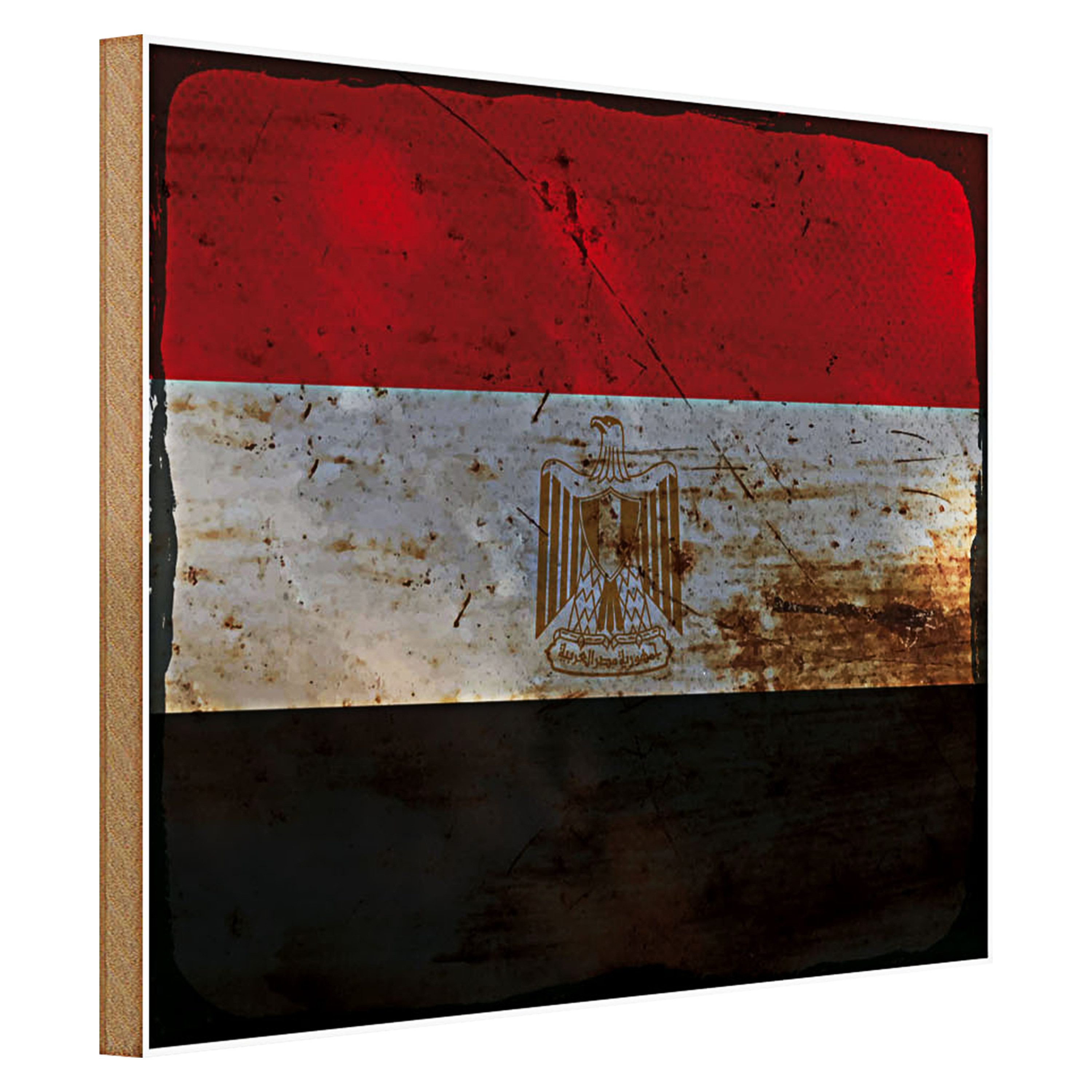 Roomando Holzbild Flagge Ägypten 40x30cm Flag of Egypt Rost