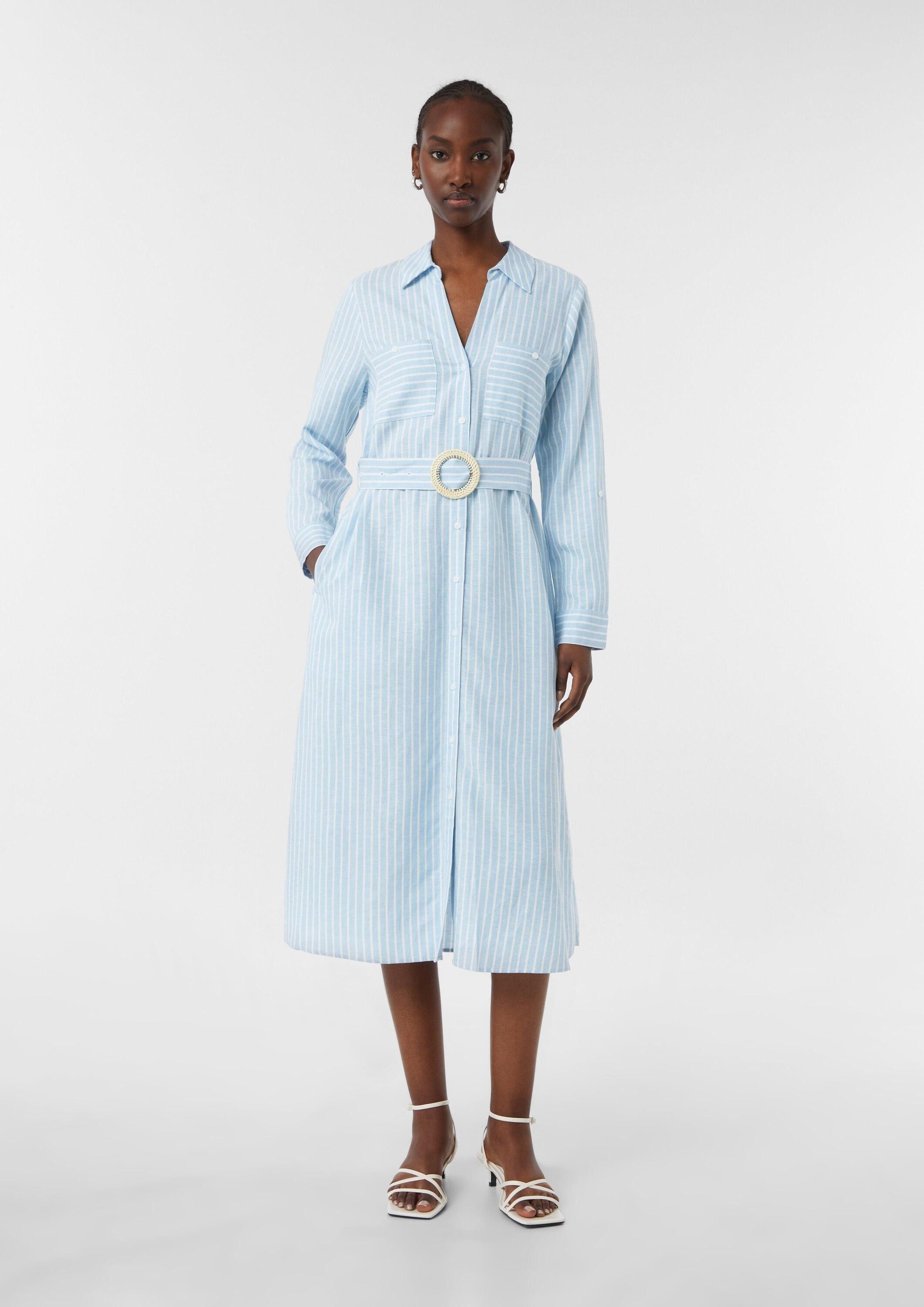 comma Midikleid Kleid Midikleid aus Leinen mit Gürtel günstig online kaufen