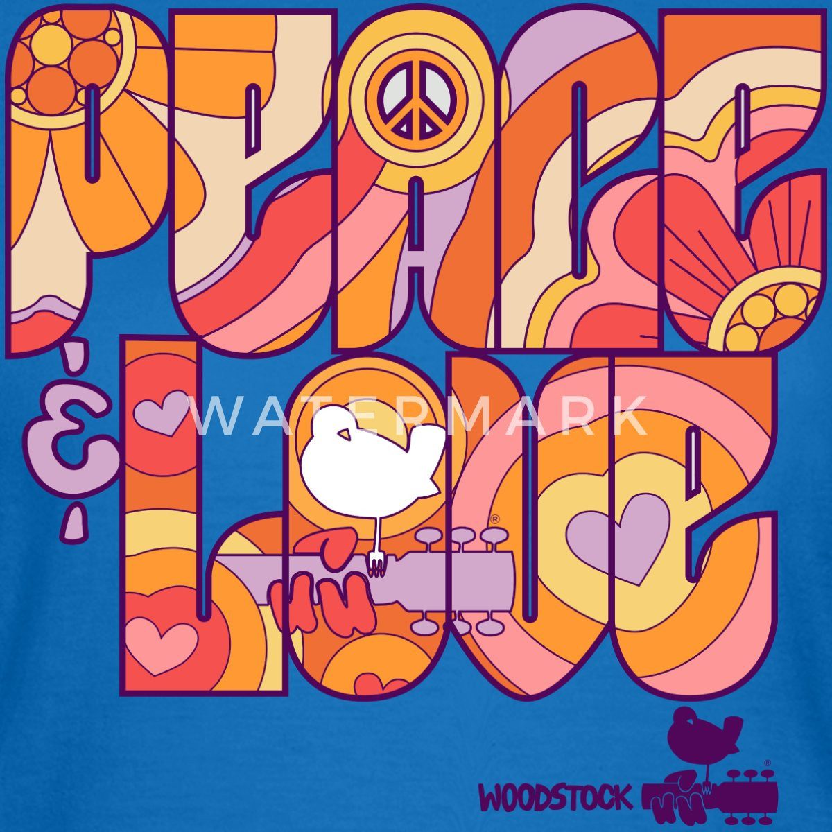 Spreadshirt T-Shirt Woodstock Peace Love Hippie günstig online kaufen