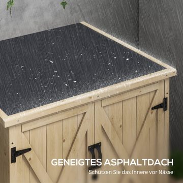 Outsunny Garten-Geräteschrank Gartenschrank, Wetterfester Geräteschuppen mit Doppeltür, BxT: 77.5x88 cm, (Gartenschuppen, 1 St., Holzschrank), für Garten, Balkon, Natur, 77,5 x 88 x 90 cm