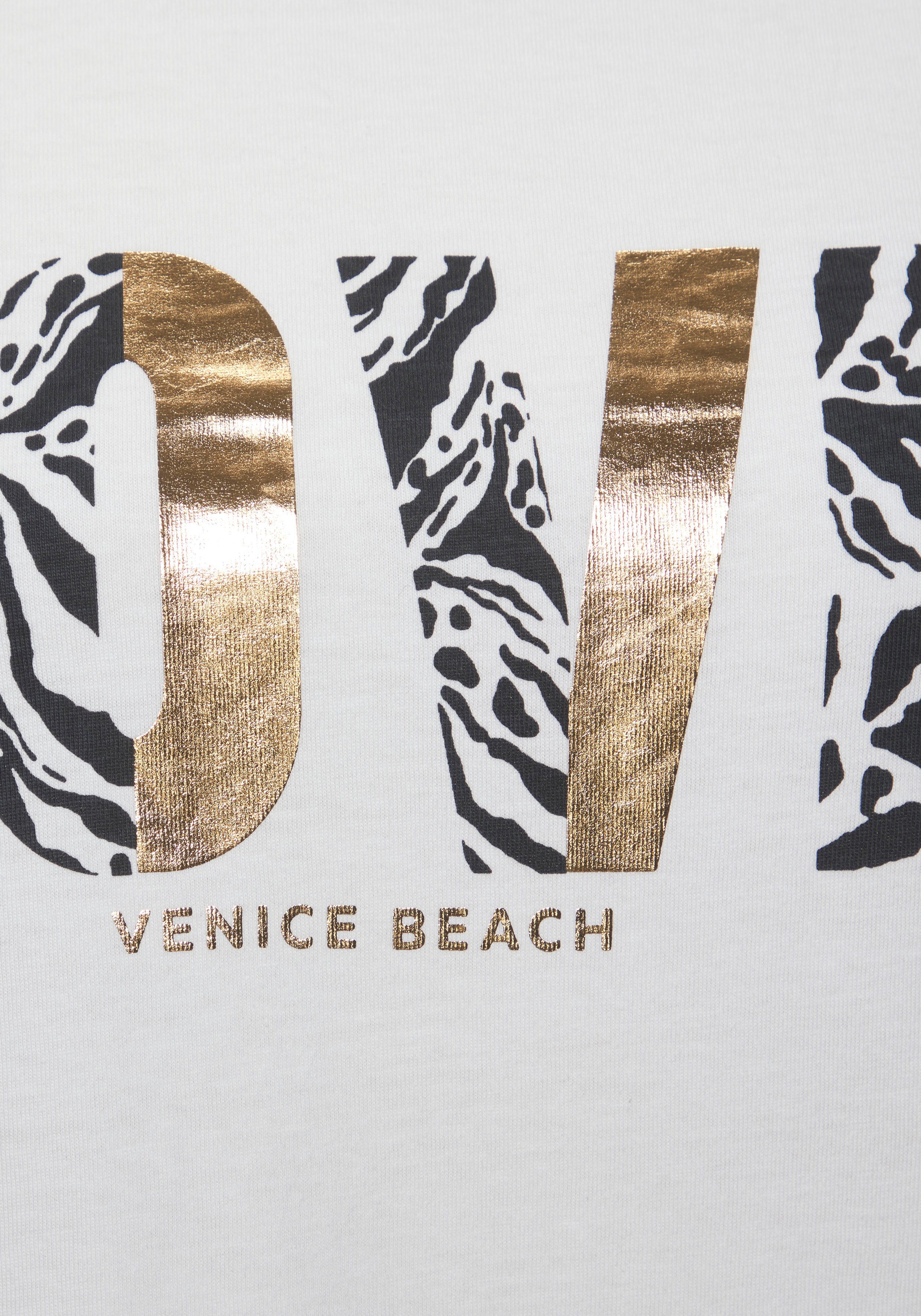 Venice Beach Kurzarmshirt mit Frontprint, T-Shirt aus Baumwolle, lockere Passform