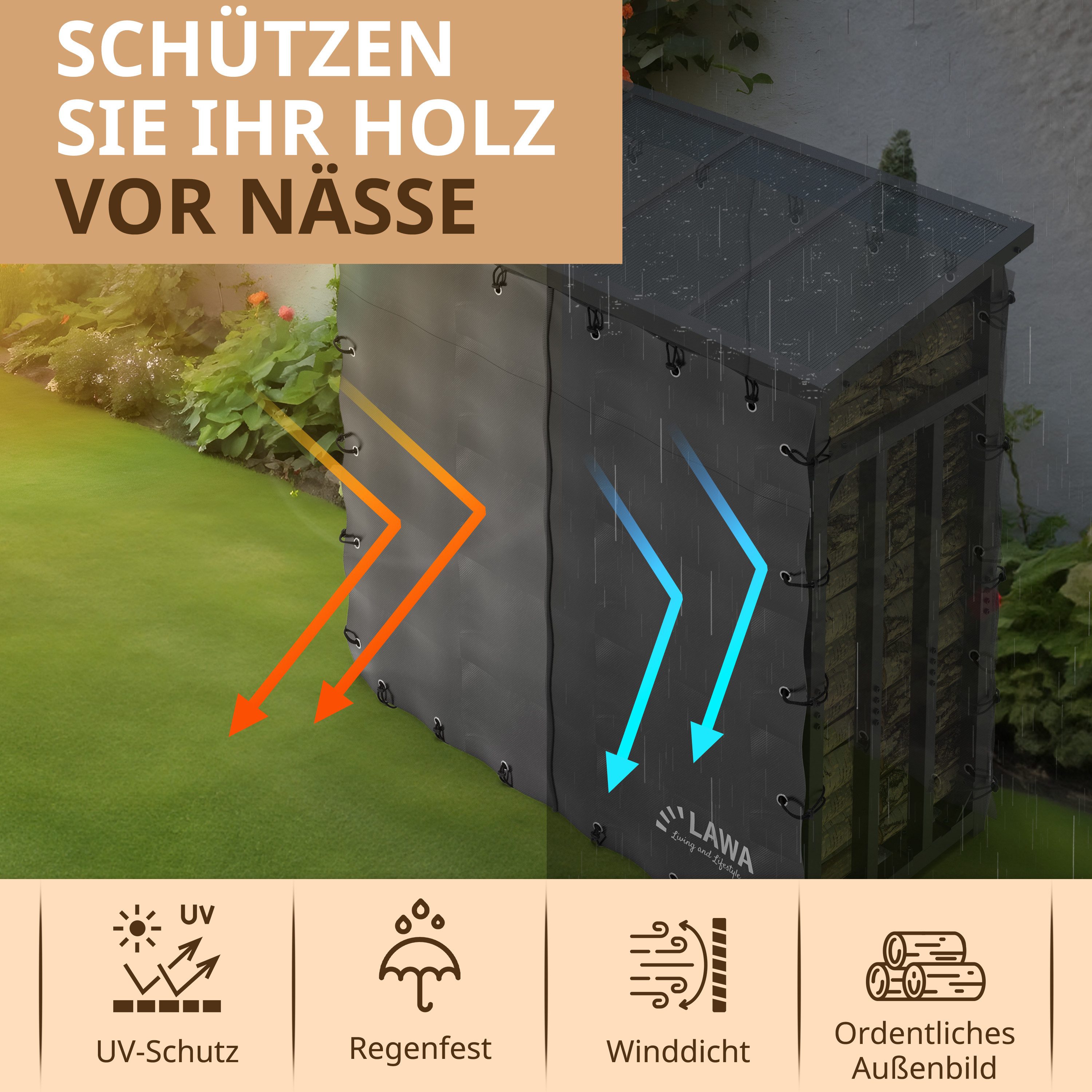 LAWA Living and Lifestyle Kaminholzregal-Erweiterung 2 Planen mit Ösen für günstig online kaufen