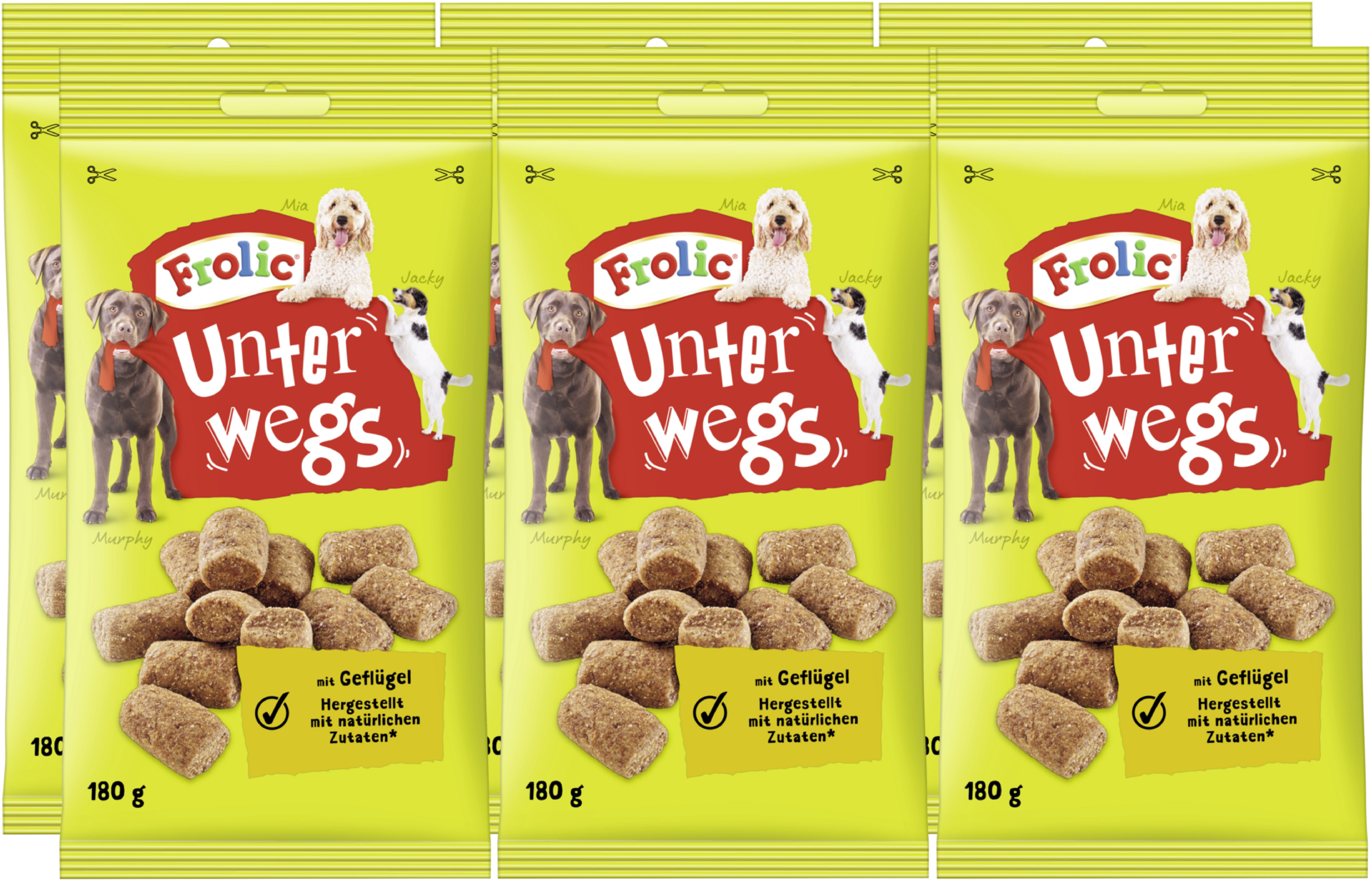 Frolic FROLIC™ UNTERWEGS™ Beutel Geflügel 6 x 180g, Snack für: Hunde