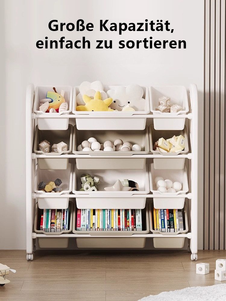 habeig Kinderregal 12 Aufbewahrungsboxen 86x85cm Creme-Weiß günstig online kaufen