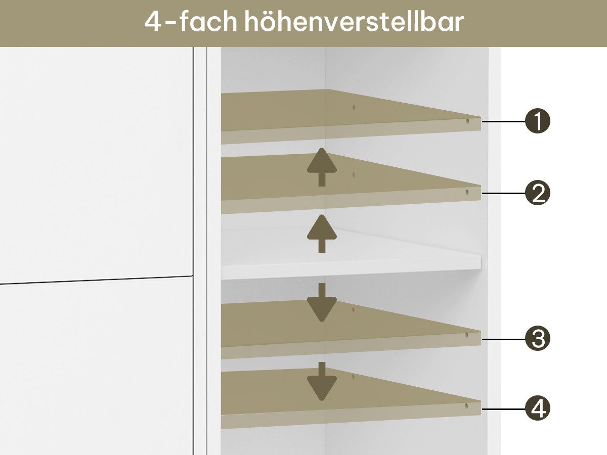 EUGAD Waschbeckenunterschrank (1-St) mit 2 Schubladen, Seitenschrank, freistehend, weiß, 90x60x30 cm – Bild 4 von 5