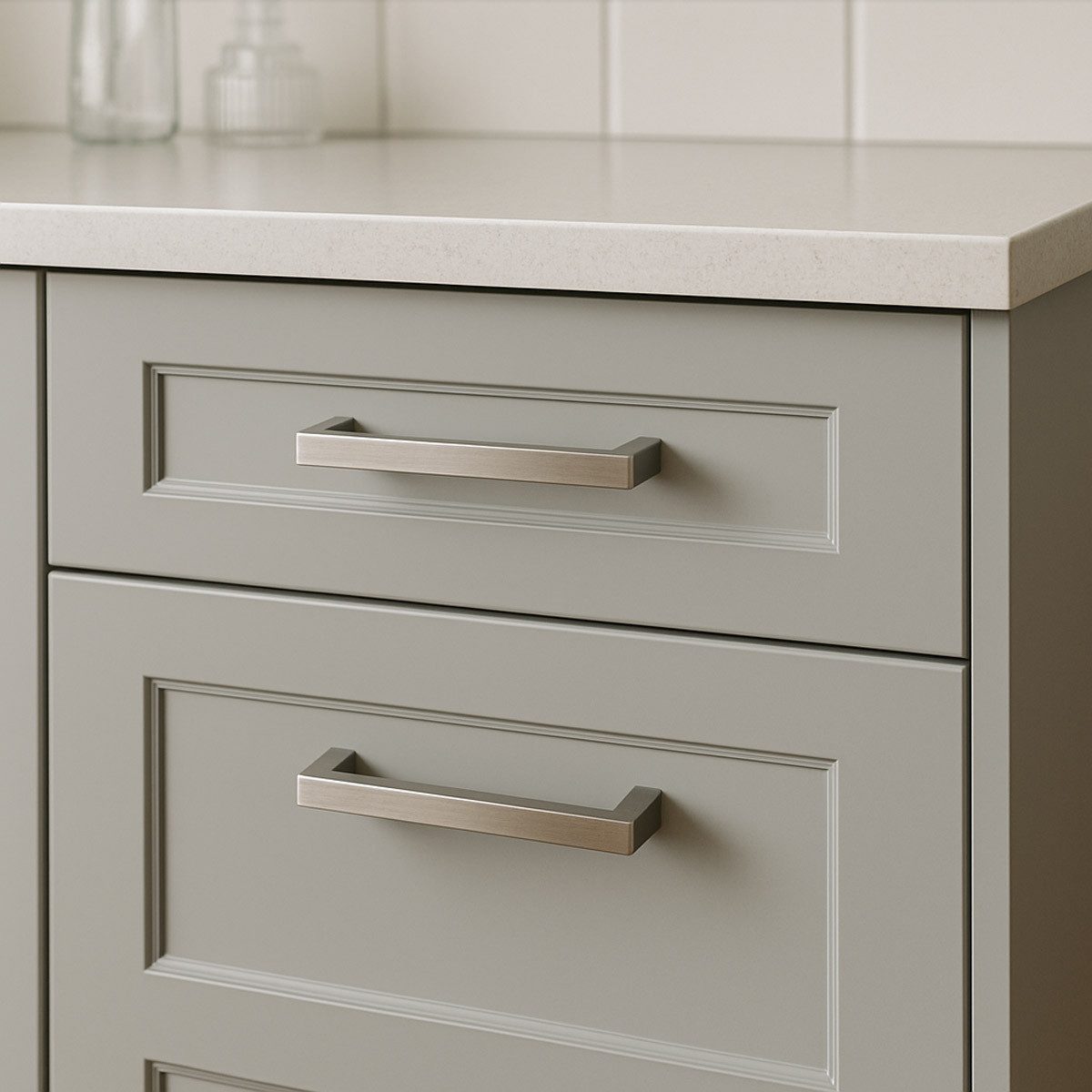 MS Beschläge Möbelgriff Griff für Schrank & Schublade Edelstahlgriff eckig, Moderner Küchengriff 128mm Lochabstand – Bild 3 von 5