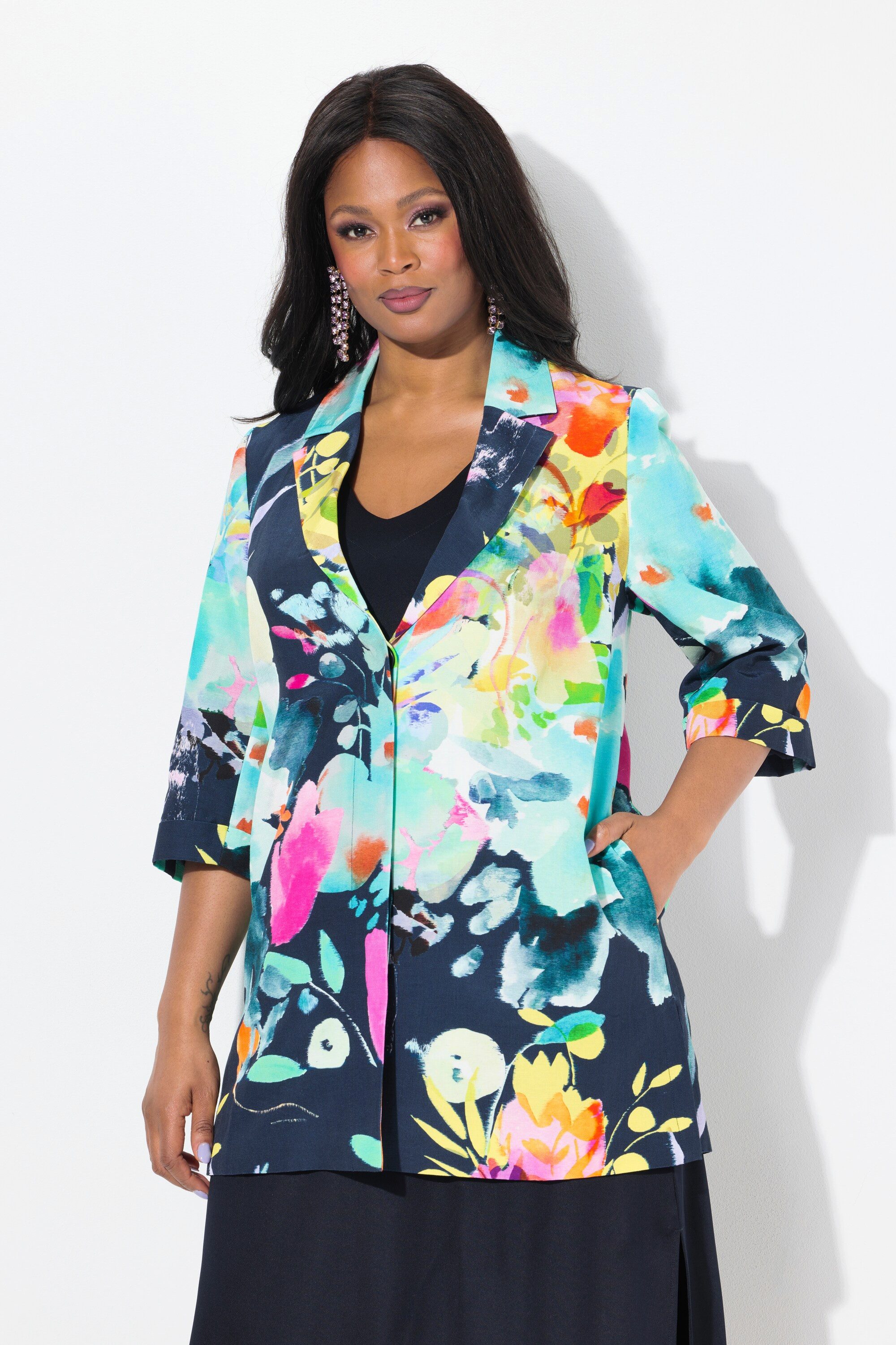 Ulla Popken Sommerjacke Jacke A-Linie Reverskragen günstig online kaufen
