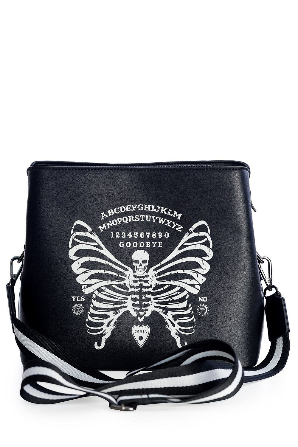 Banned Schultertasche Skeleton Butterfly Umhängetasche, Gothic Schmetterling Ouija Skull