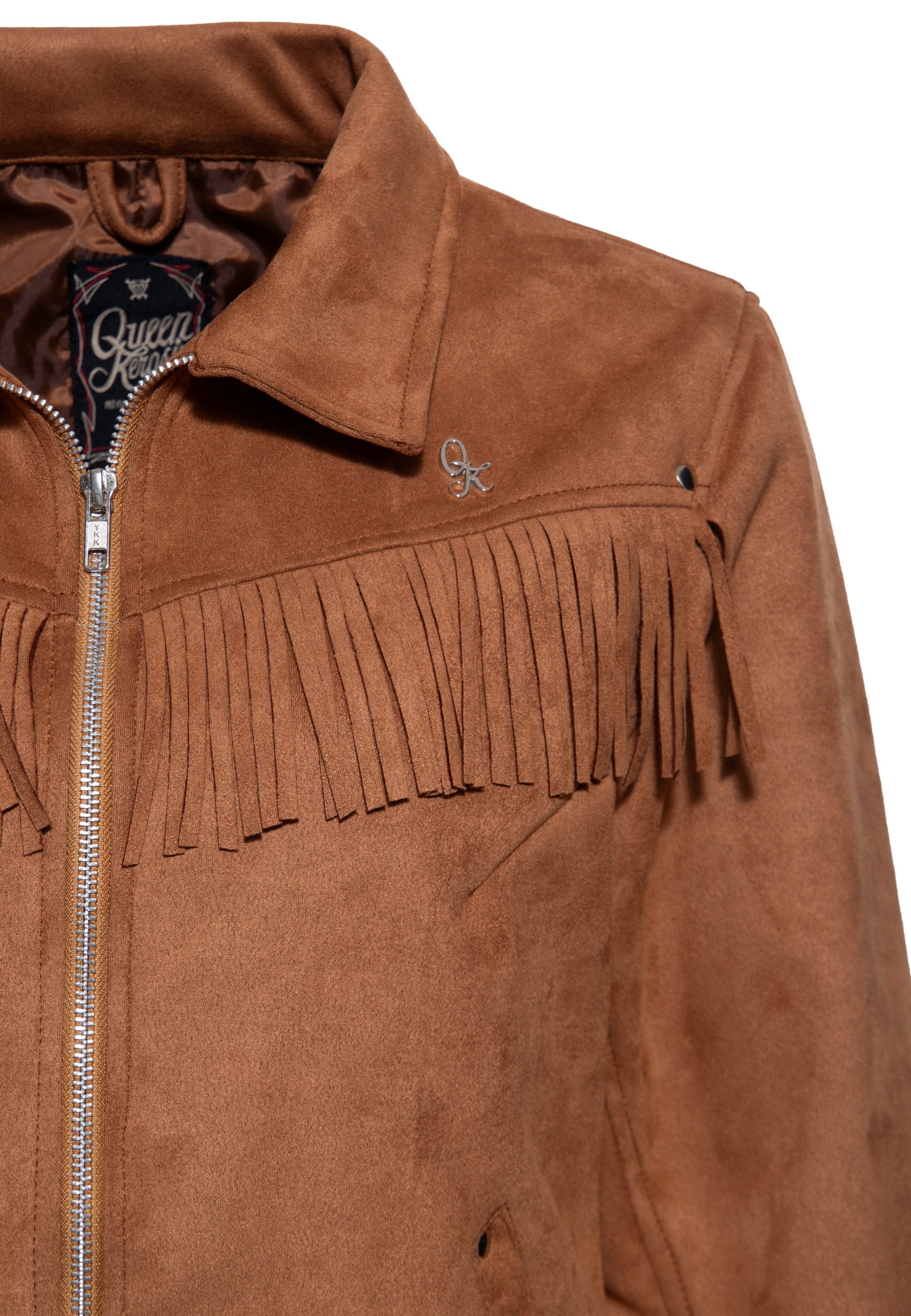 QueenKerosin Collegejacke (1-St) mit Fransen