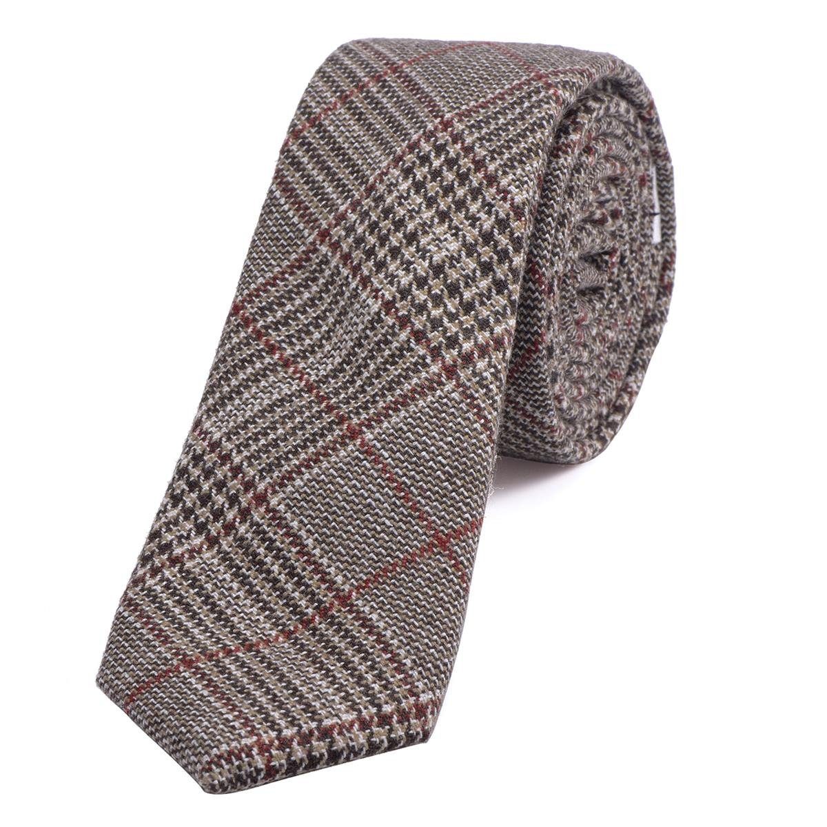 DonDon Krawatte Herren Krawatte 6 cm einfarbig kariert und gepunkt (Packung, 1-St., 1x Krawatte) Baumwolle, verschiedene Muster, für Büro oder festliche Veranstaltungen dunkelrot-schwarz-braun kariert