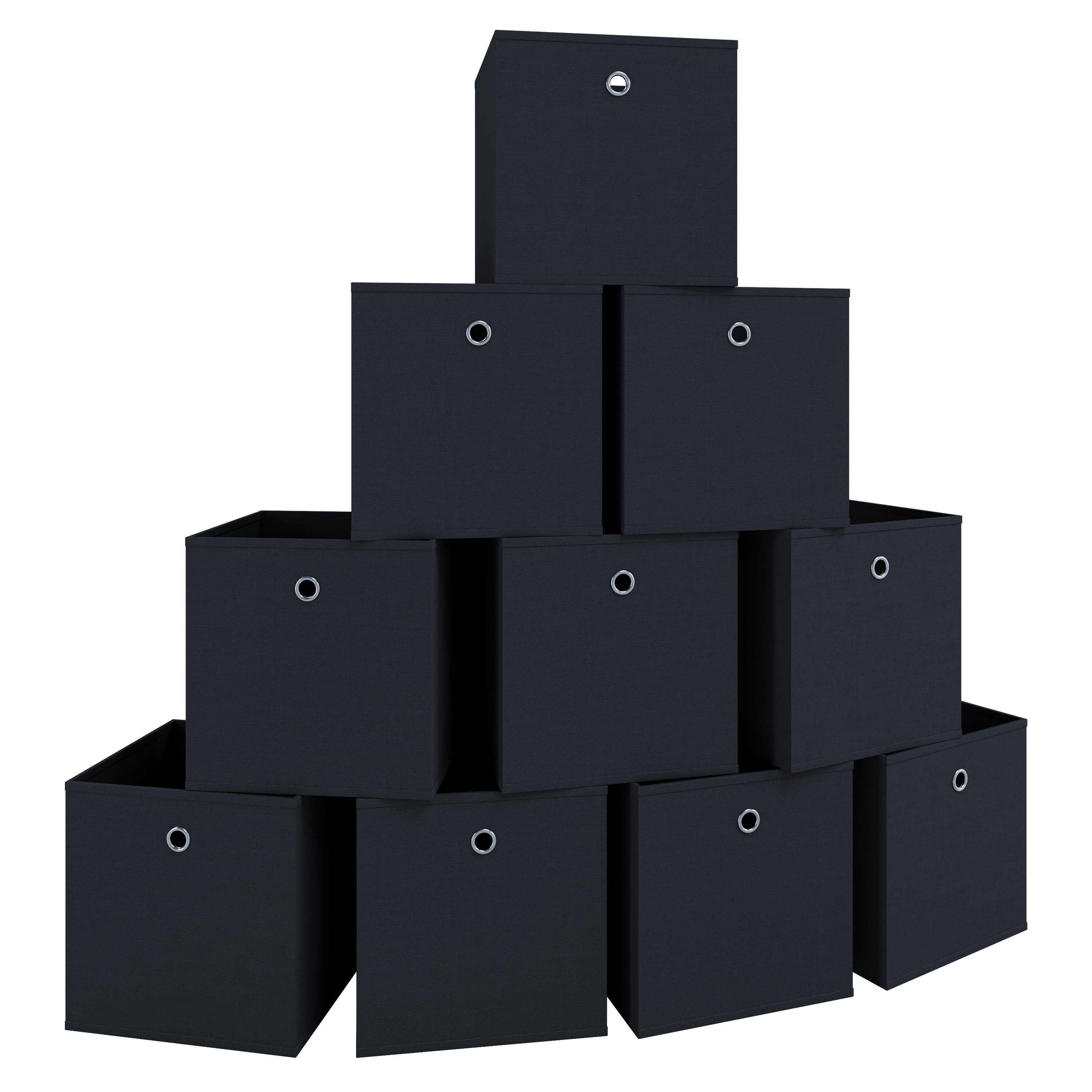 VCM Faltbox Boxas Stoffbox 10er Set B. 27 x T. 27 x H. 28 cm (Spar-Set, 10), Flexibler Helfer beim Aufräumen, Diele oder Kleiderschrank, 10 Fächer