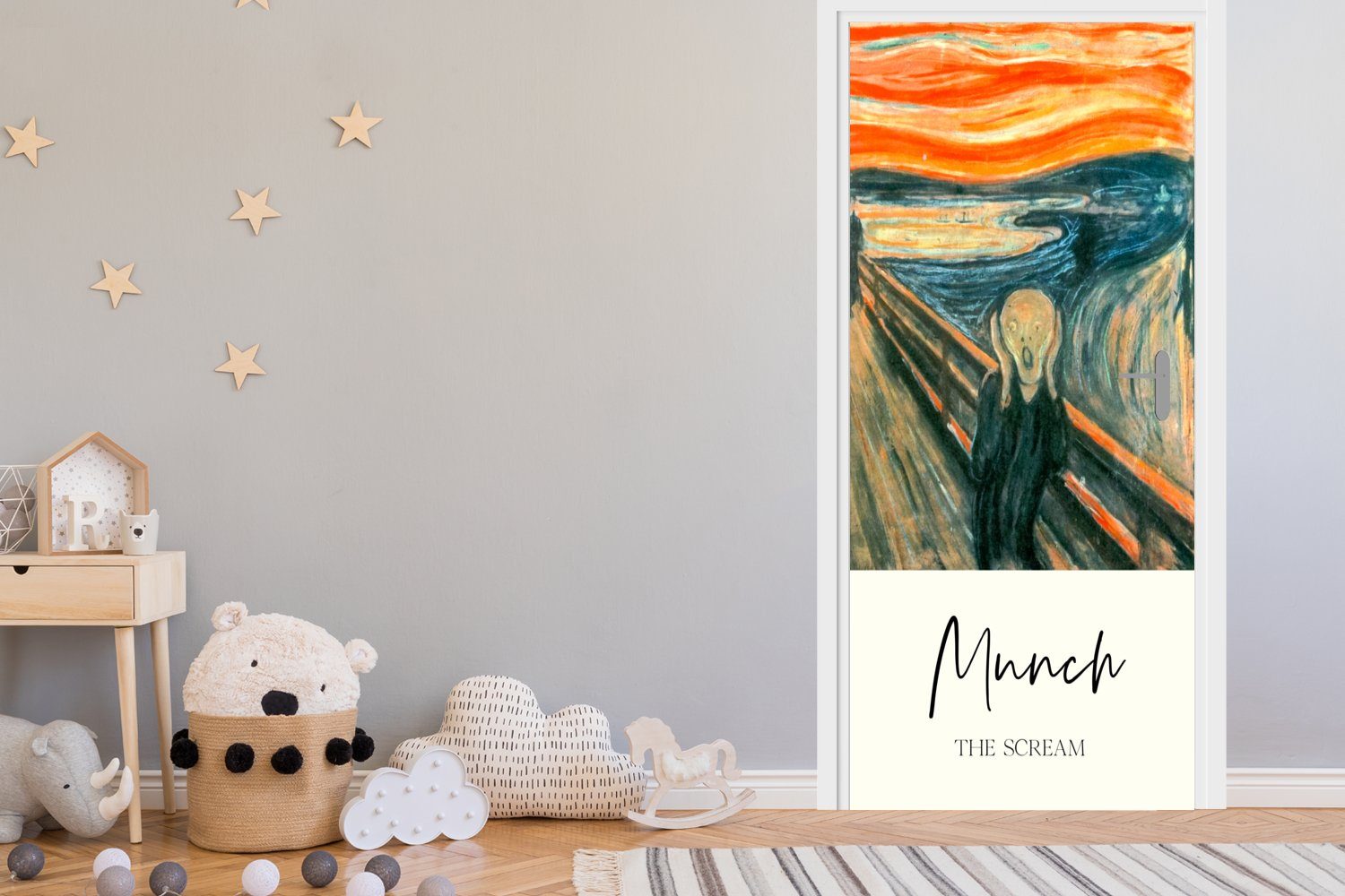 MuchoWow Türaufkleber, für Türtapete Fototapete Edvard (1 Tür, - - Munch Schrei cm 75x205 Alte Meister, bedruckt, Matt, Der St),