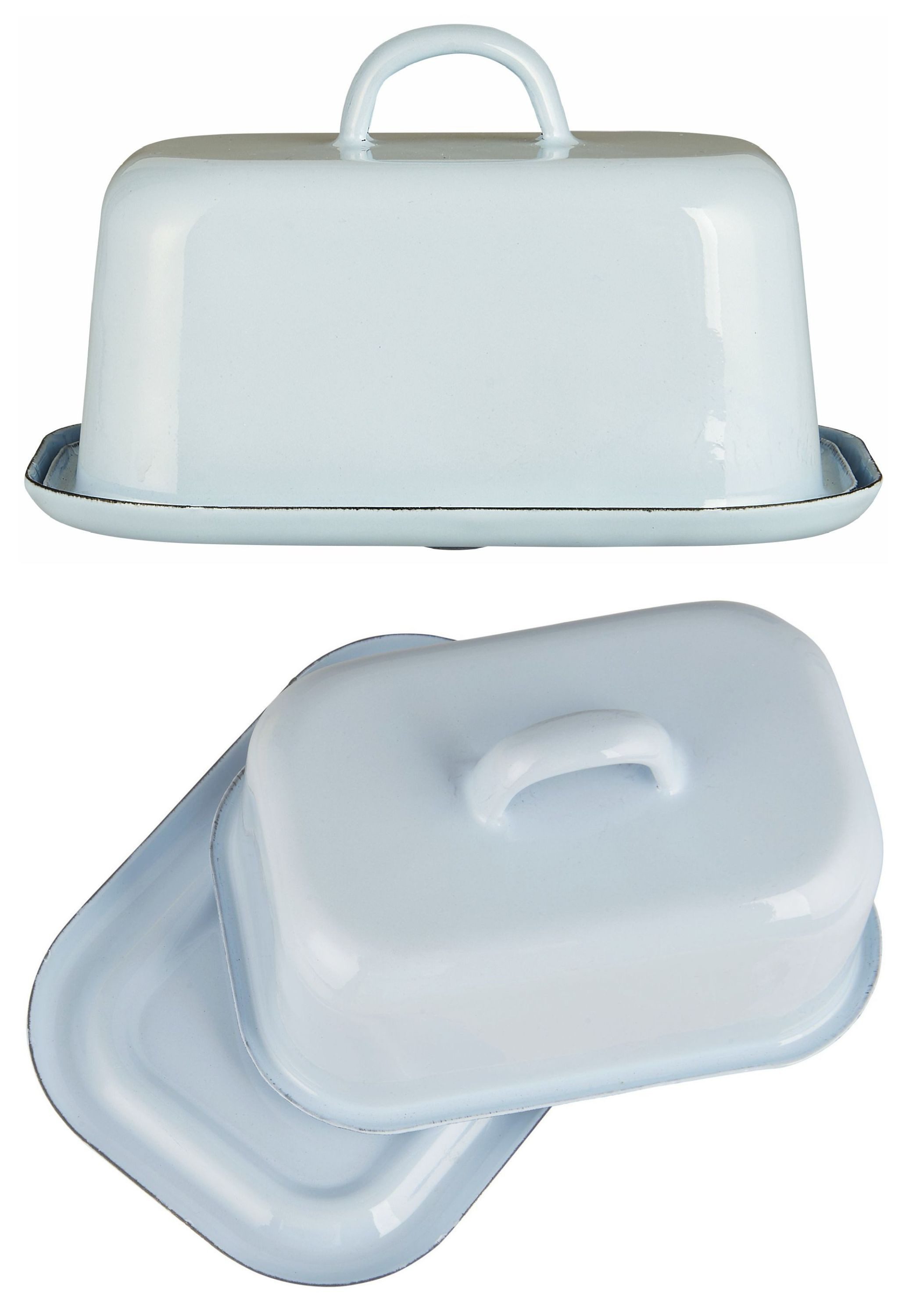 Ib Laursen Butterdose Ib Laursen - Butterdose Butterglocke Butterschale Emaille Hellblau
