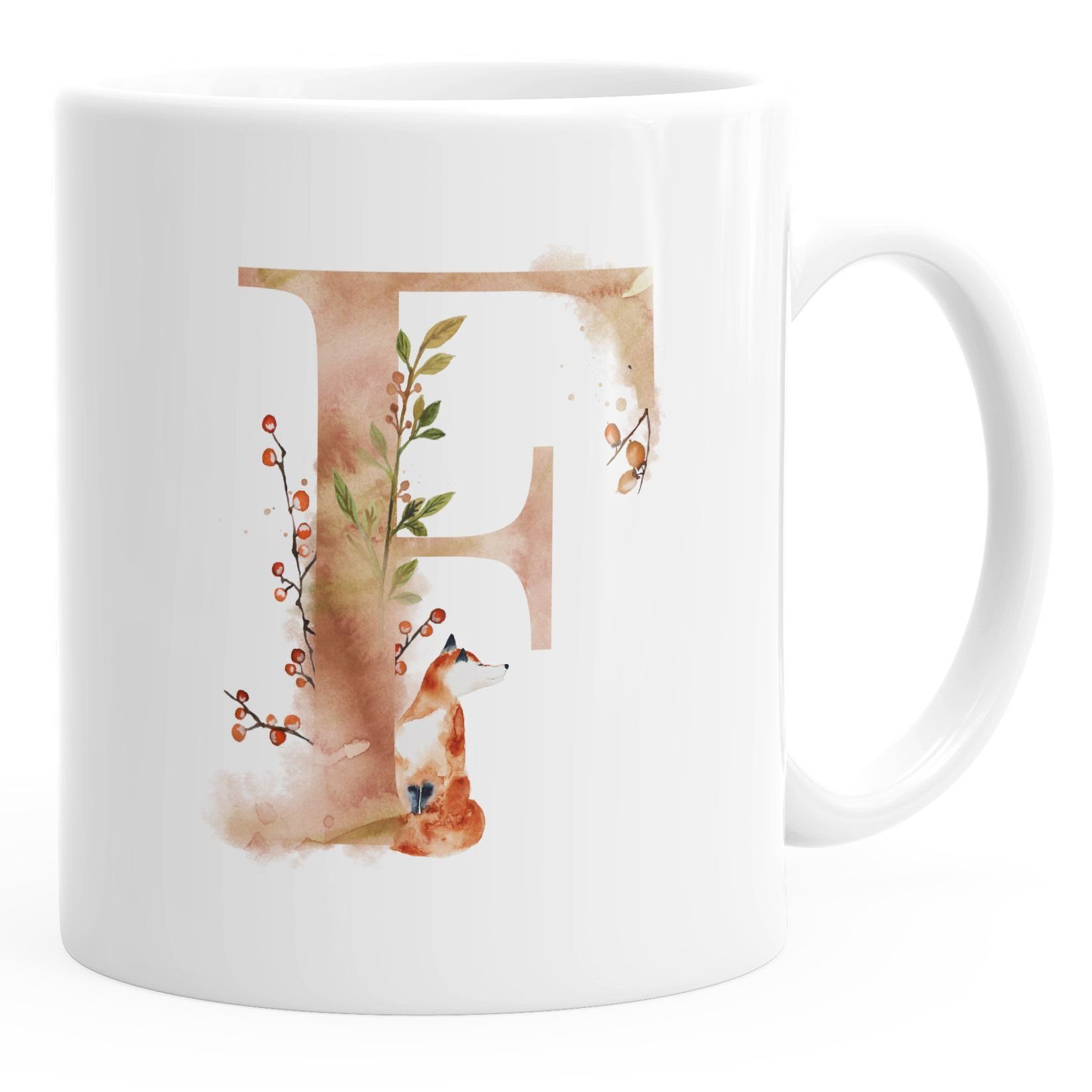 Tasse Buchstaben-Tasse "[object Object]" Tasse mit Buchstabe Alphabet Monogramm Watercolor gezeichnet Kaffeetasse Autiga®