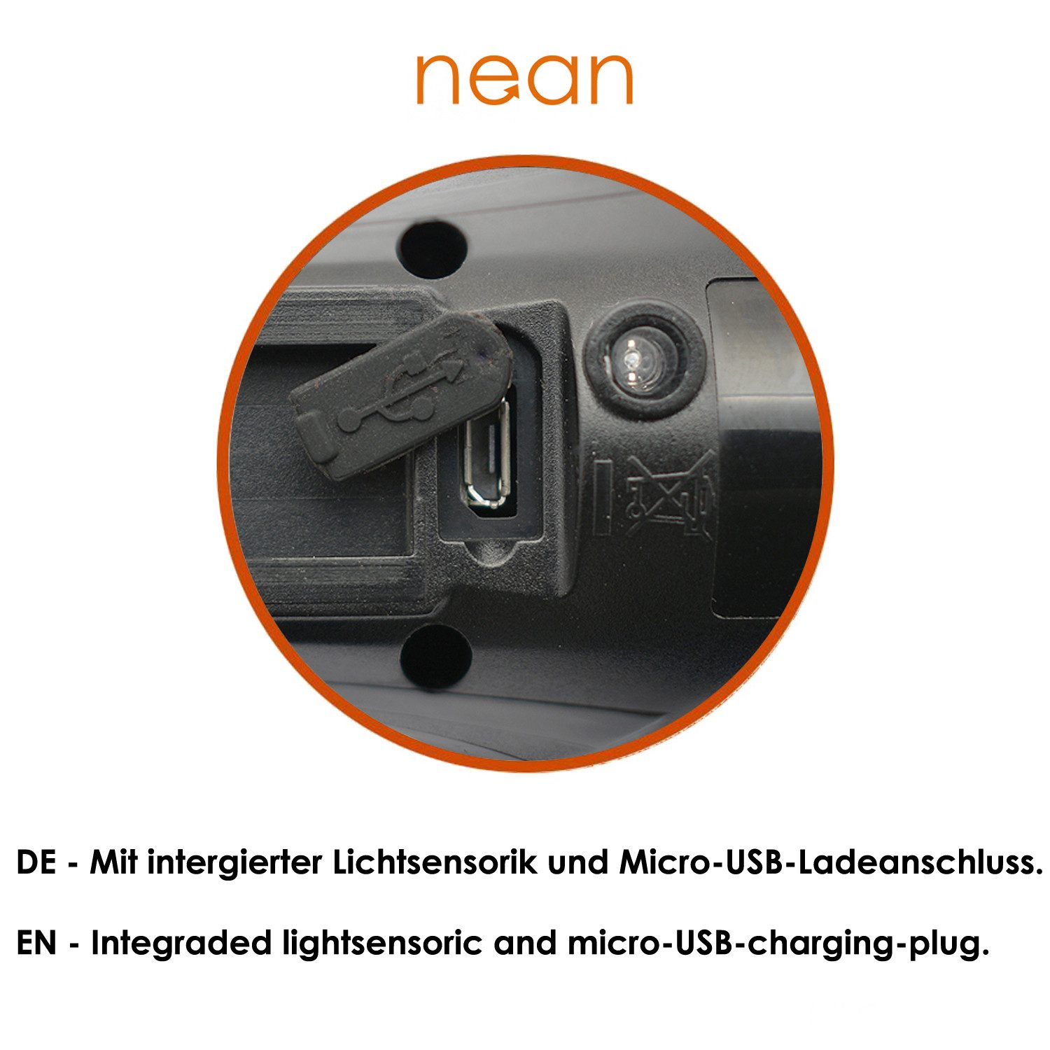 nean Fahrrad-Frontlicht Akku, mit stufenloser Lichtautomatik und 3 Helligkeitsstufen, 60 LUX – Bild 5 von 5
