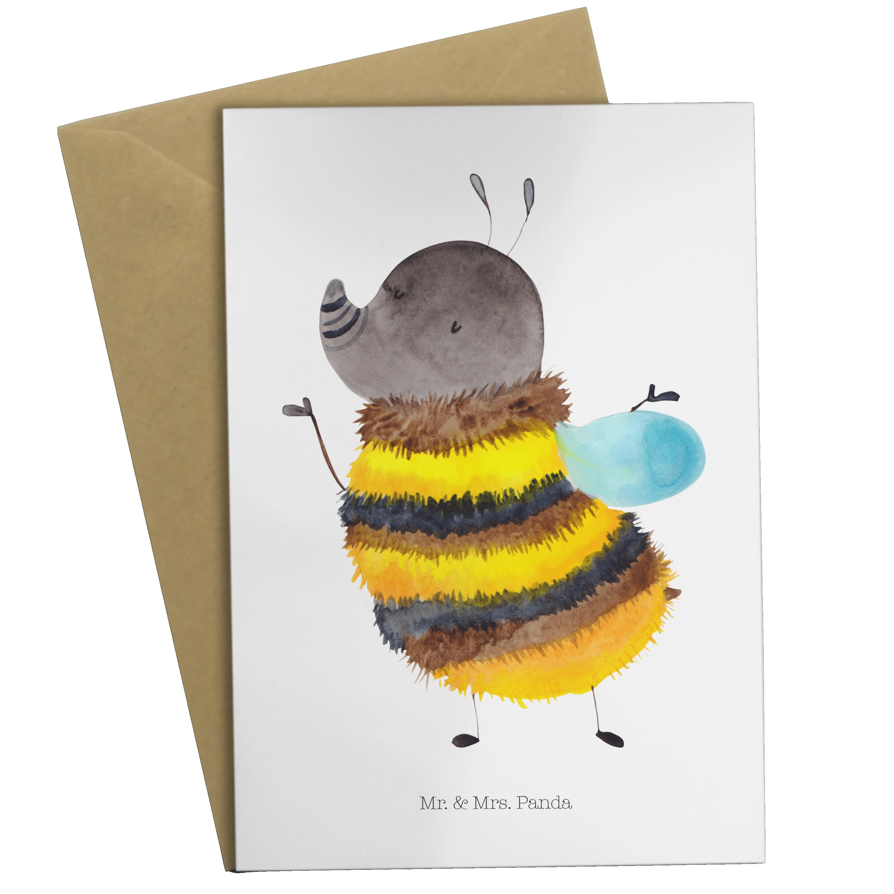Mr. & Mrs. Panda Grußkarte Hummel flauschig - Weiß - Geschenk, lustige Sprüche, Gute Laune, Tier | Grußkarten