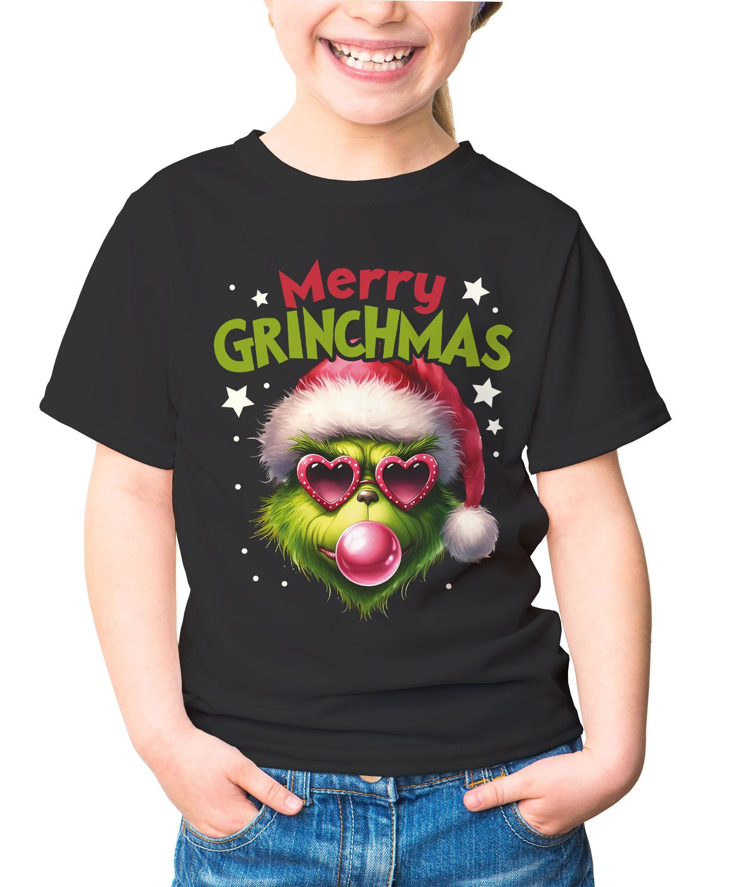 Print-Shirt Kinder T-Shirt Weihnachten Mery Grinchmas Weihnachtsshirt Mädchen