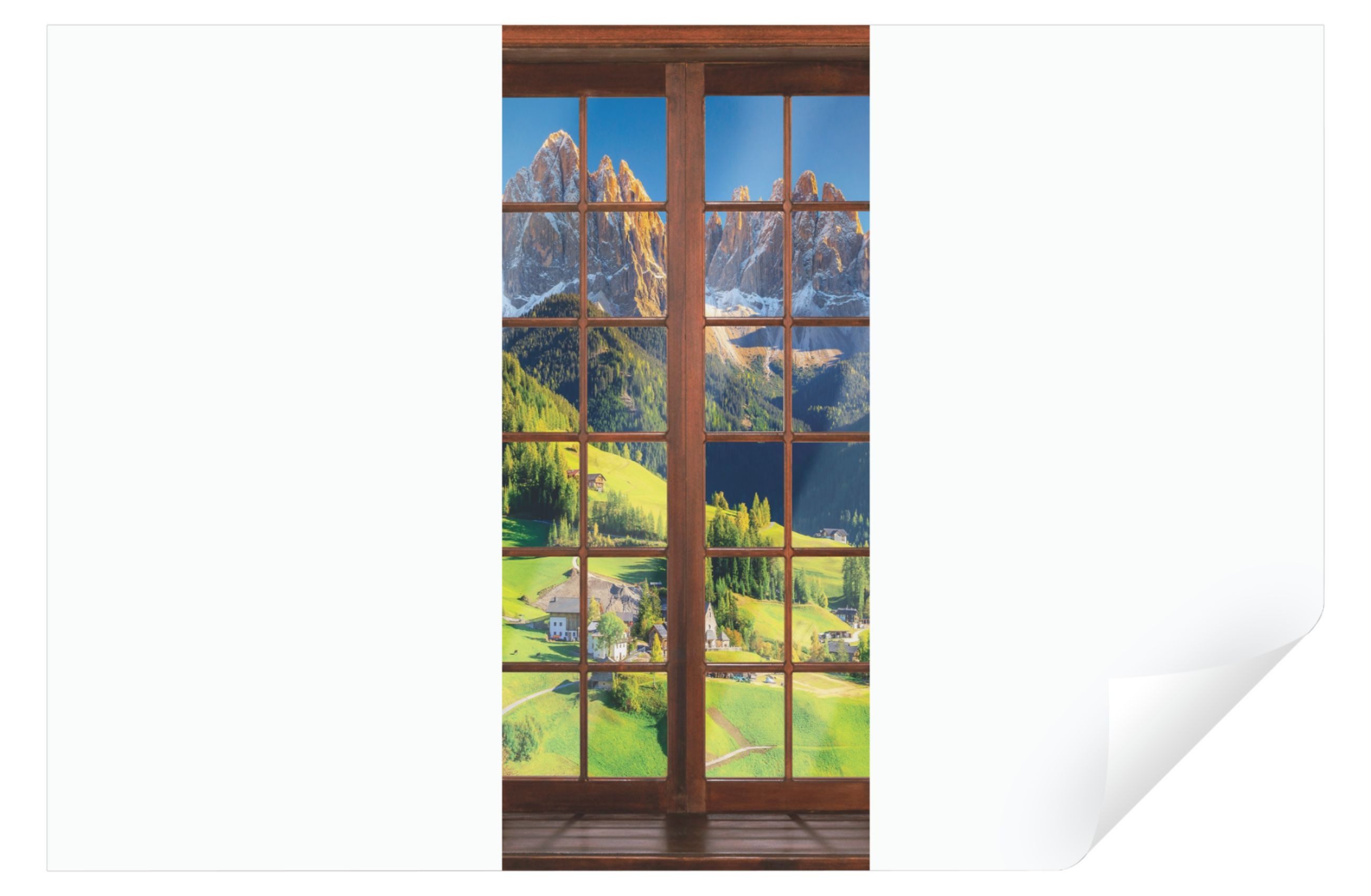 Wallarena Türtapete Selbstklebend Fenster Wald Berge günstig online kaufen