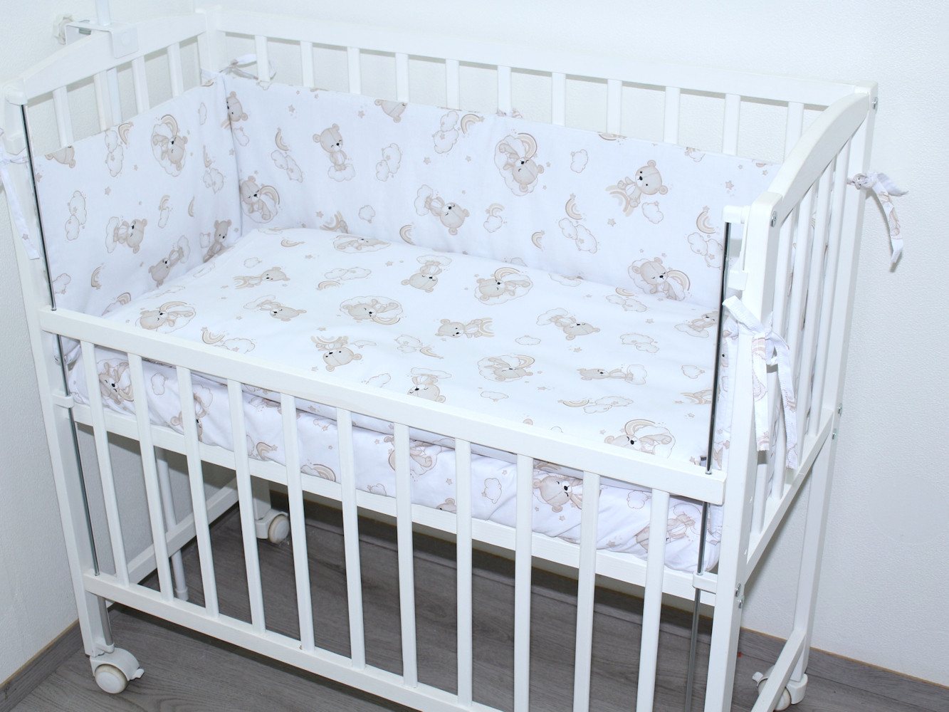 Primawela Beistellbett Baby Bettwäsche für Beistellbett mit Nestchen Spannbettlaken 6 teilig