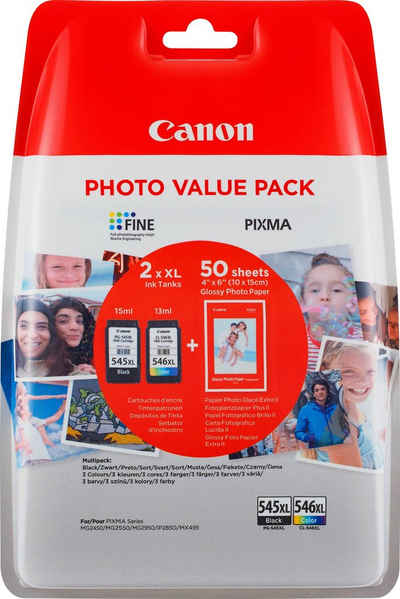Canon PG-545XL/CL-546XL Tinte mit hoher Reichweite + Fotopapier Value Pack Tintenpatrone (Packung)