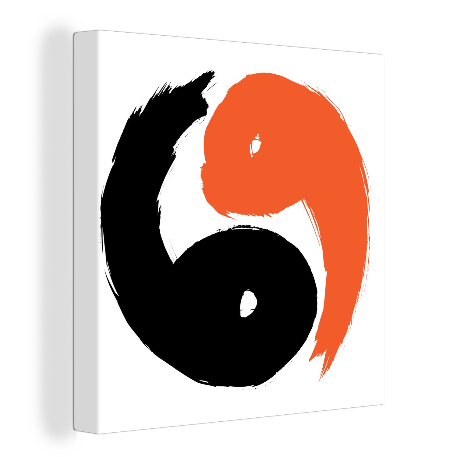 OneMillionCanvasses® Leinwandbild Eine Illustration des Yin- und Yang-Logos in den Farben Schwarz und, (1 St), Leinwand Bilder für Wohnzimmer Schlafzimmer