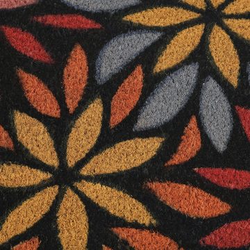 Fußmatte Kokos Fußmatte mit Blumenmotiv, relaxdays, Höhe: 15 mm