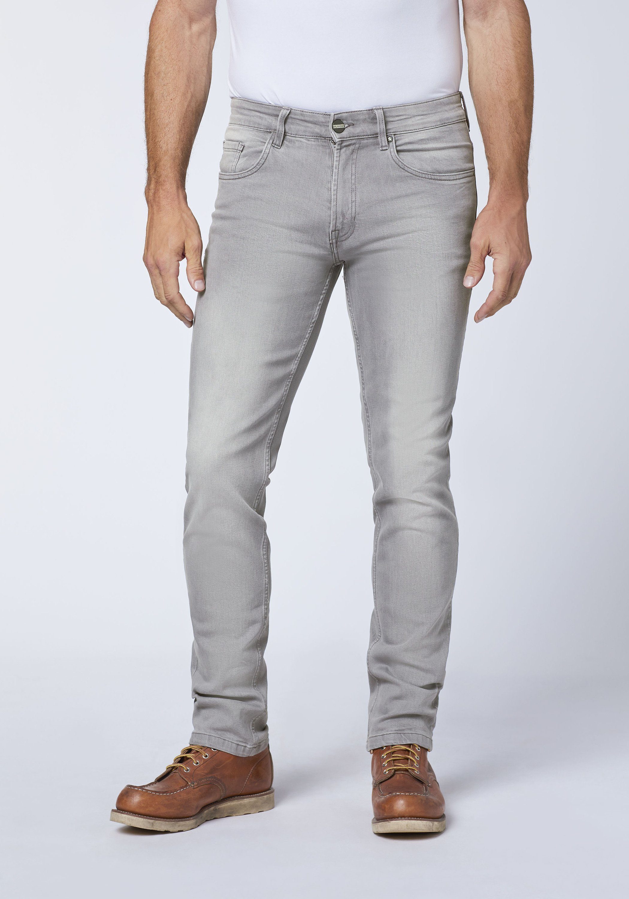 Oklahoma Jeans Straight-Jeans in hellgrauer Waschung (1-tlg)