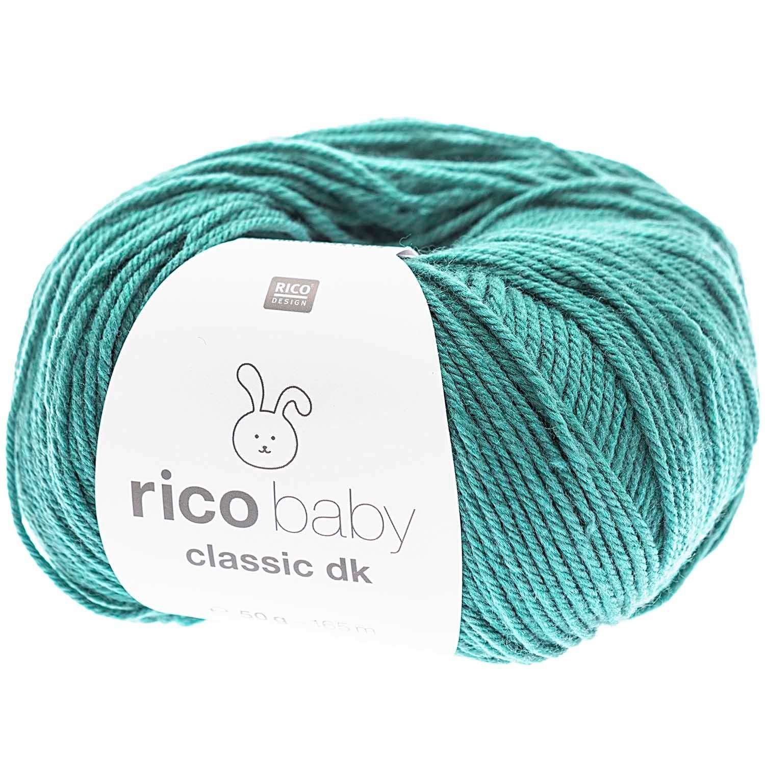 Rico Design Wolle Baby Classic Dk Babywolle zum Stricken und Häkeln Häkelwolle, 165,00 m (50g Strickgarn, Handstrickgarn, Nadelstärke 3,5 - 4 mm), trocknergeeignet, weich und pflegeleicht