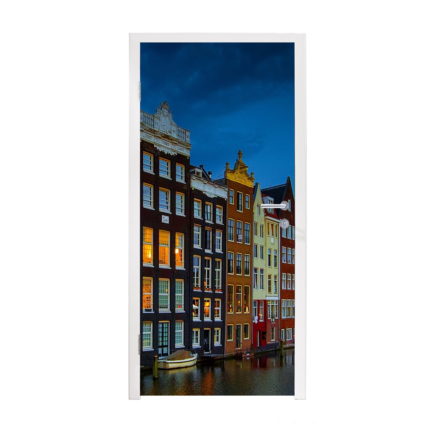 MuchoWow Türtapete Amsterdam - Wasser - Farbenfroh, Matt, bedruckt, (1 St), Fototapete für Tür, Türaufkleber, 75x205 cm
