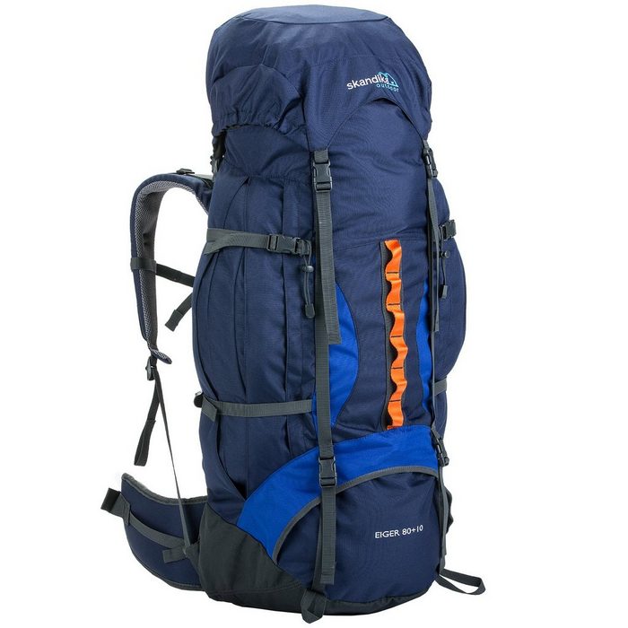 Skandika Rucksack Eiger 80+10 L (blau) wasserdicht Trekking-Rucksack mit Regenhülle
