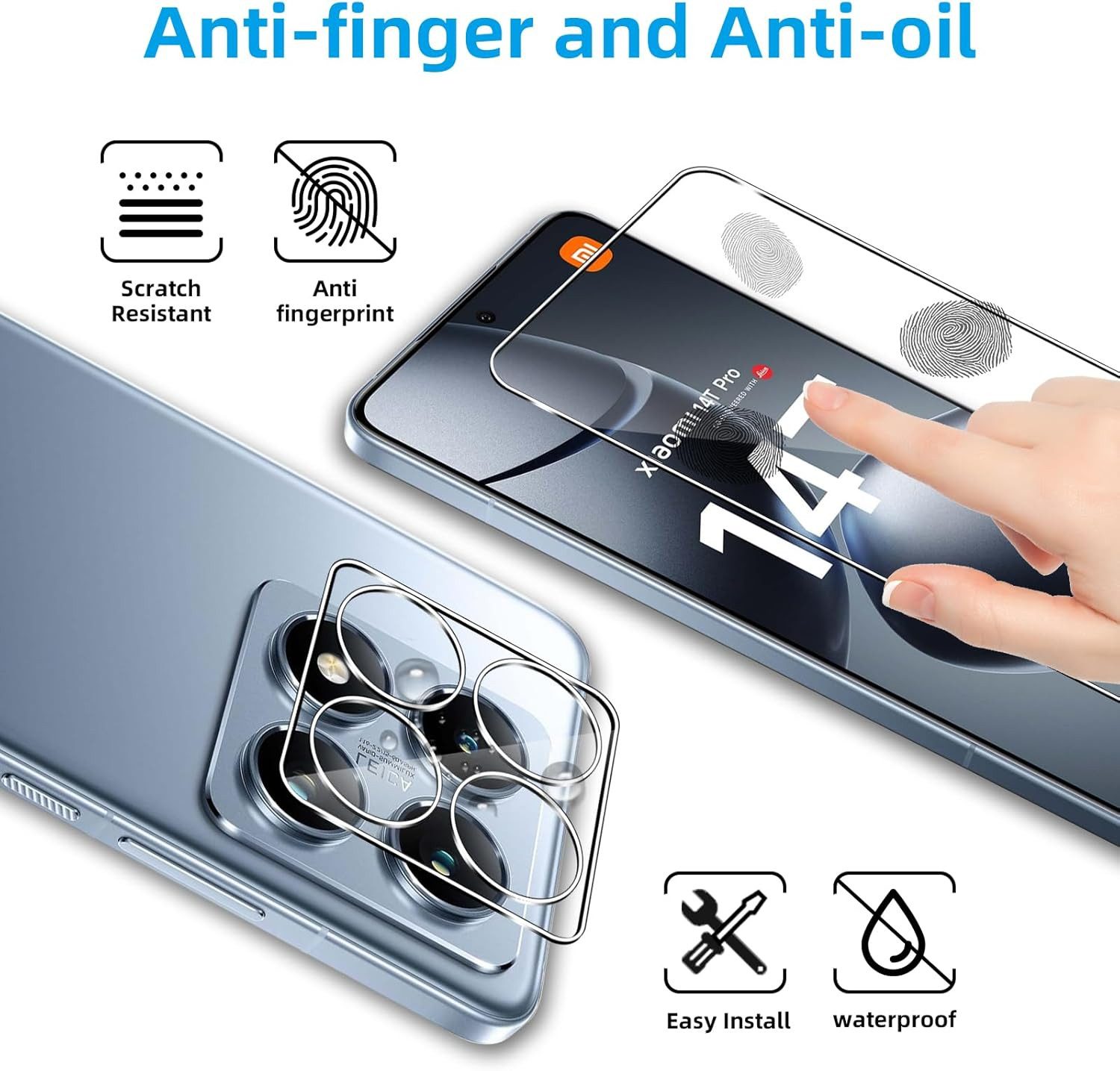 MSM Displayschutzglas 2X Schutzglas (Display + Kamera) für Xiaomi 14T Pro 5G Panzerfolie
