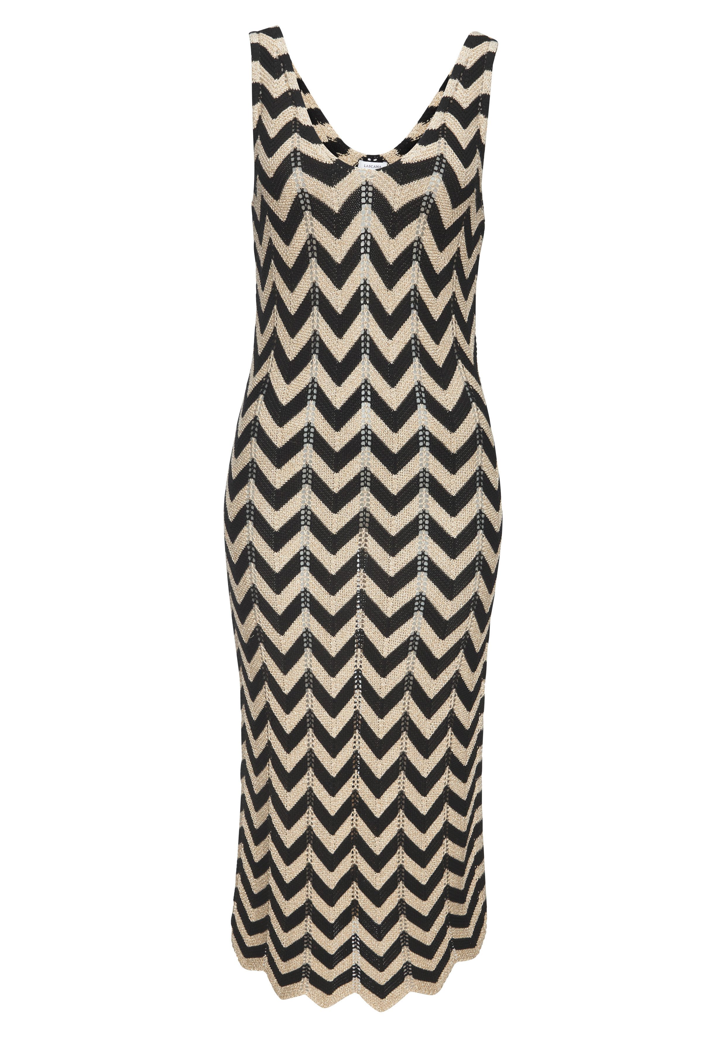 Buffalo Strickkleid mit Zick-Zack-Muster und schimmerndem Lurexgarn. € 59,99